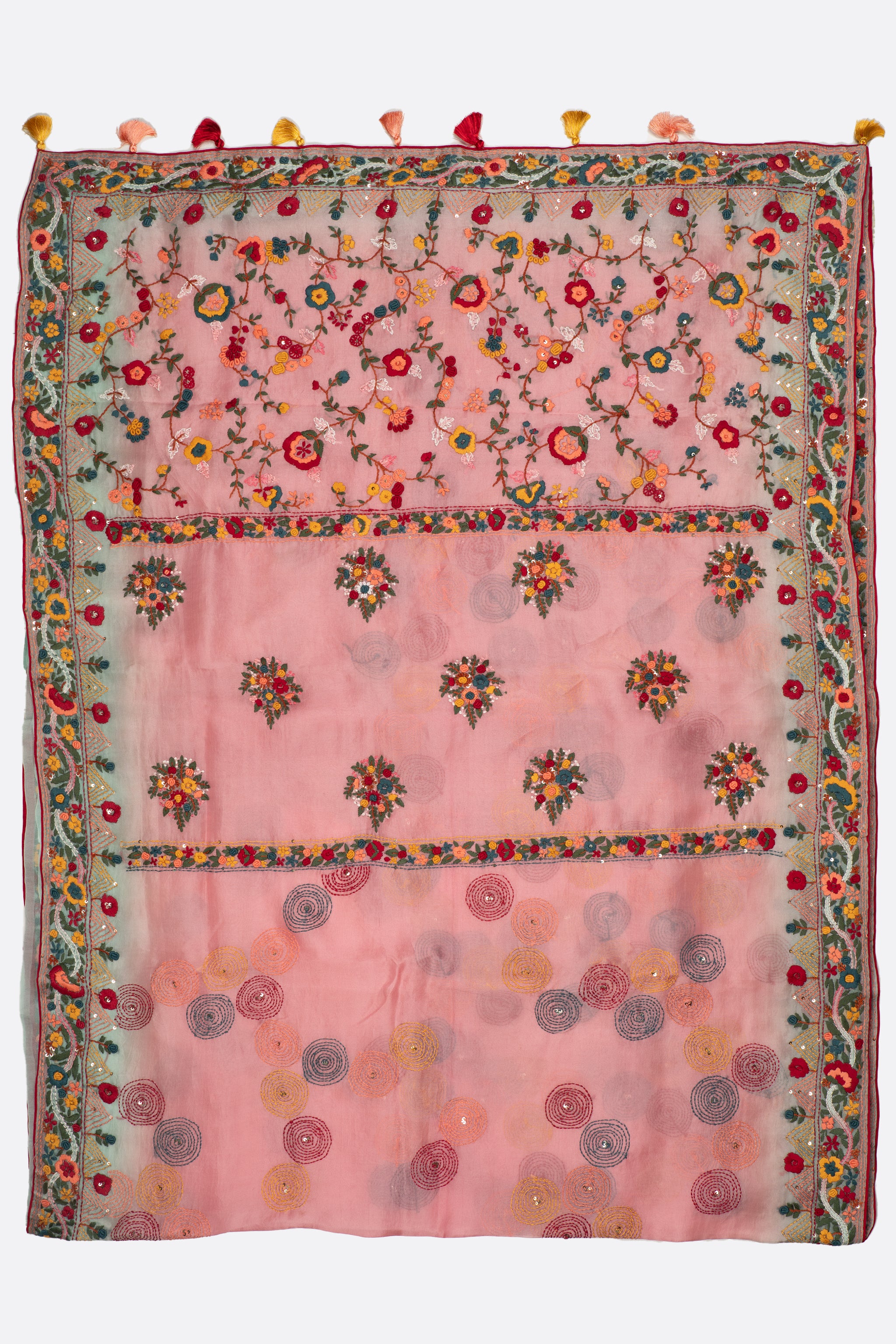 Pink Embroidered Organza Saree F01122