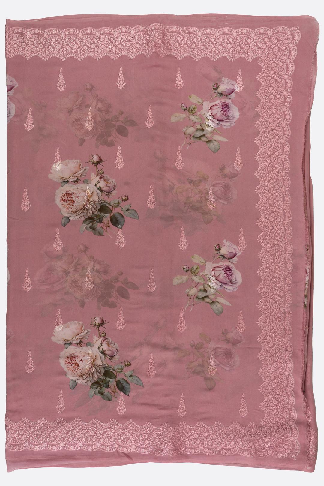 Pink Printed Georgette Saree F00817