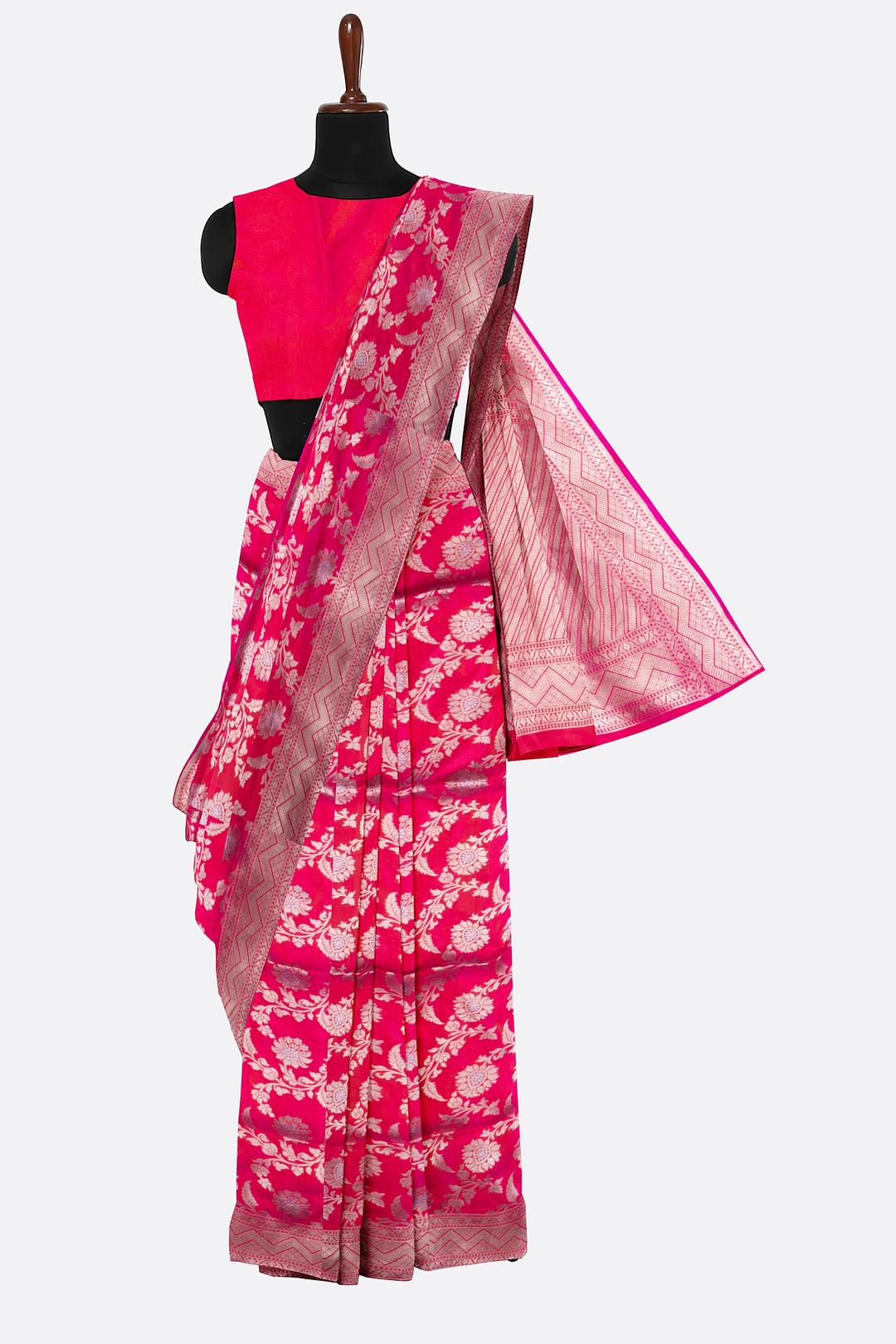 Pink Woven Banaras Saree F00209
