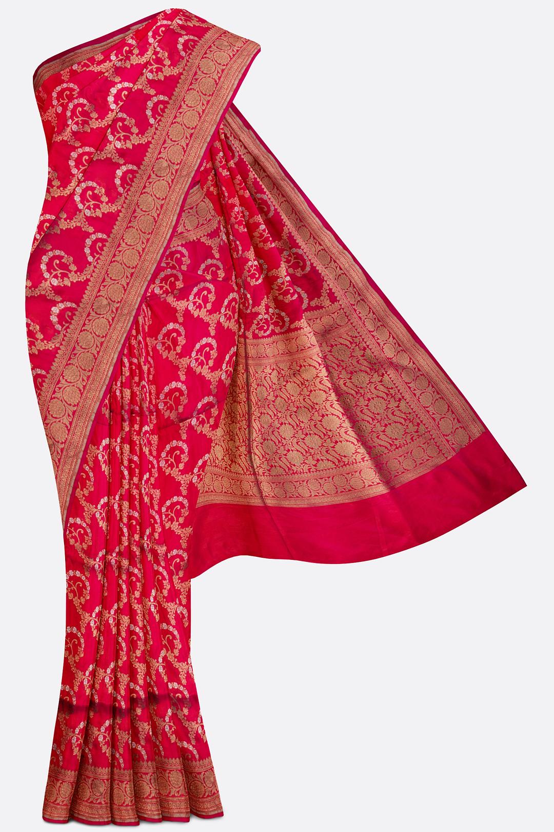Pink Woven Banaras Saree F00386