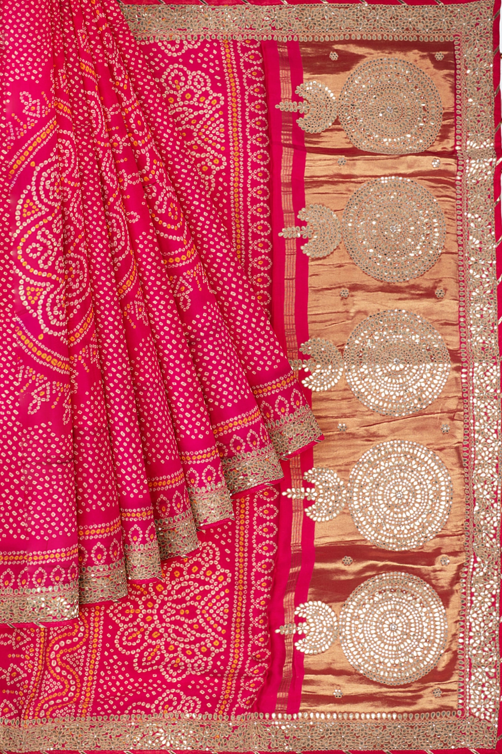 Pink Woven Bandhani Saree ES0290