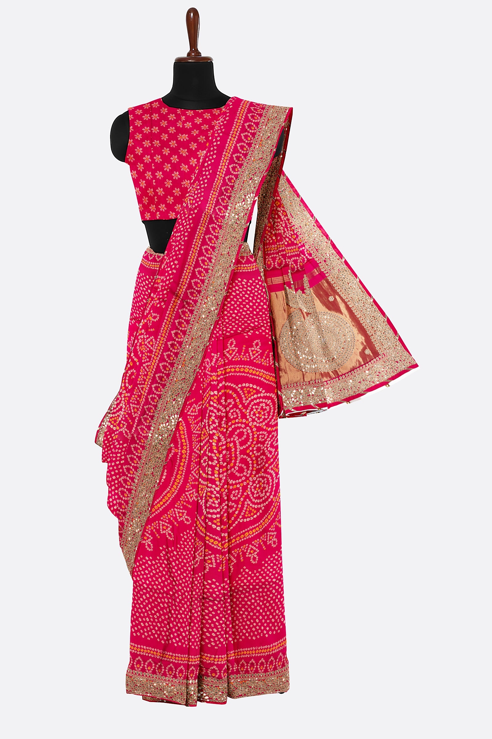 Pink Woven Bandhani Saree ES0290