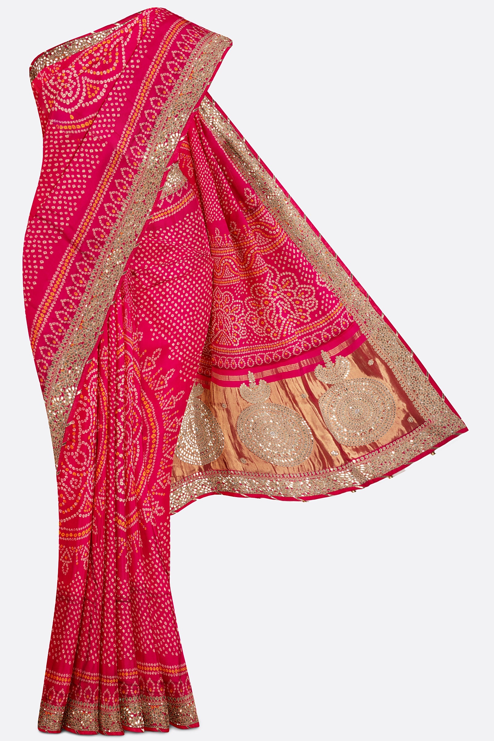 Pink Woven Bandhani Saree ES0290