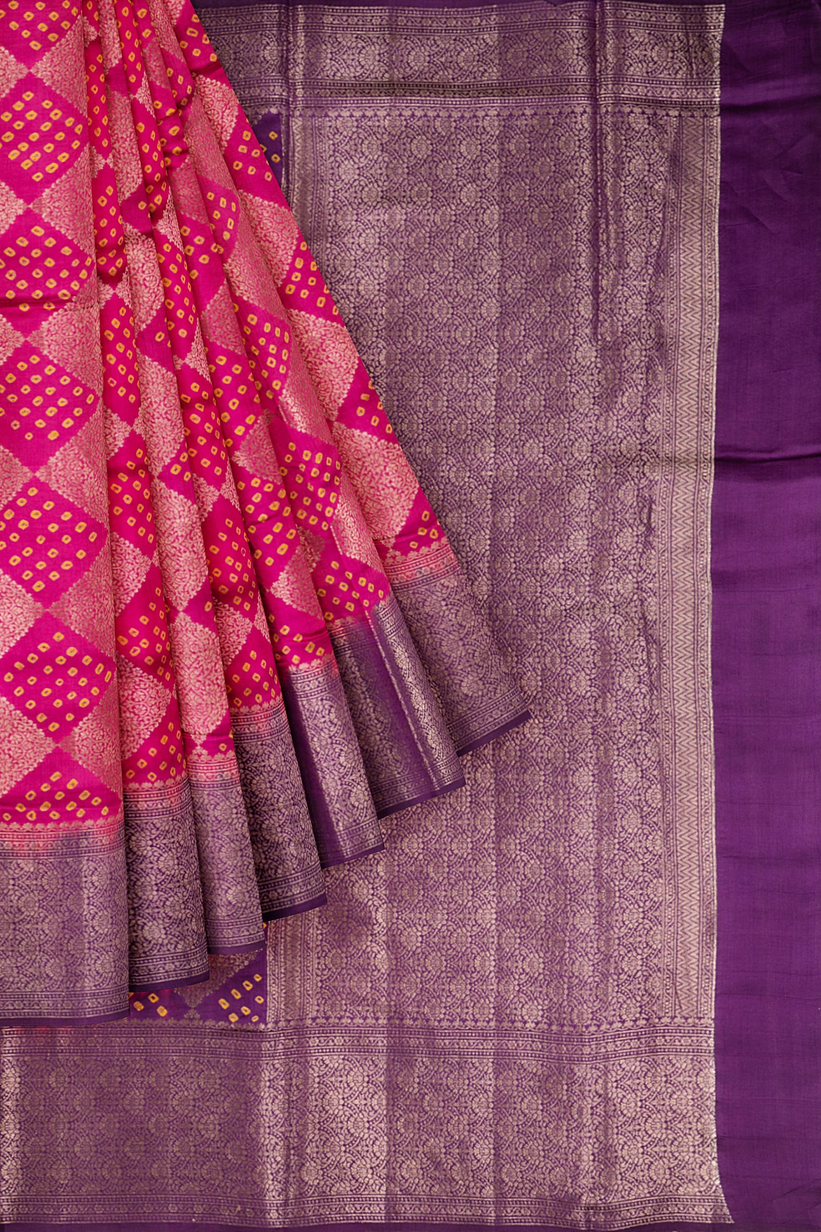 Pink Woven Chiniya Saree ES1147