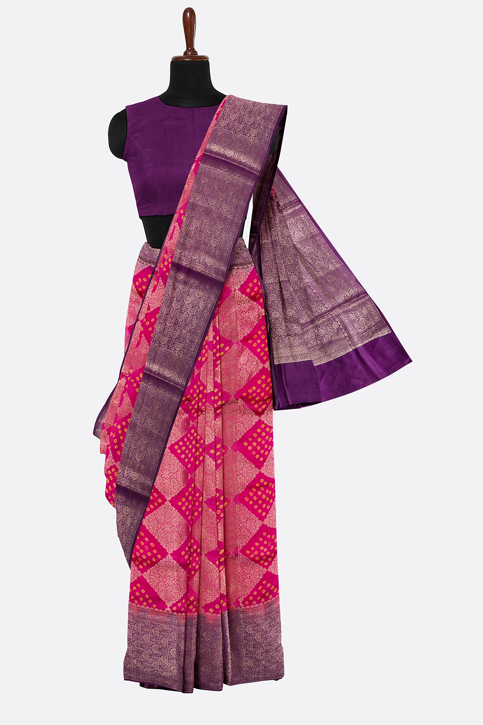 Pink Woven Chiniya Saree ES1147