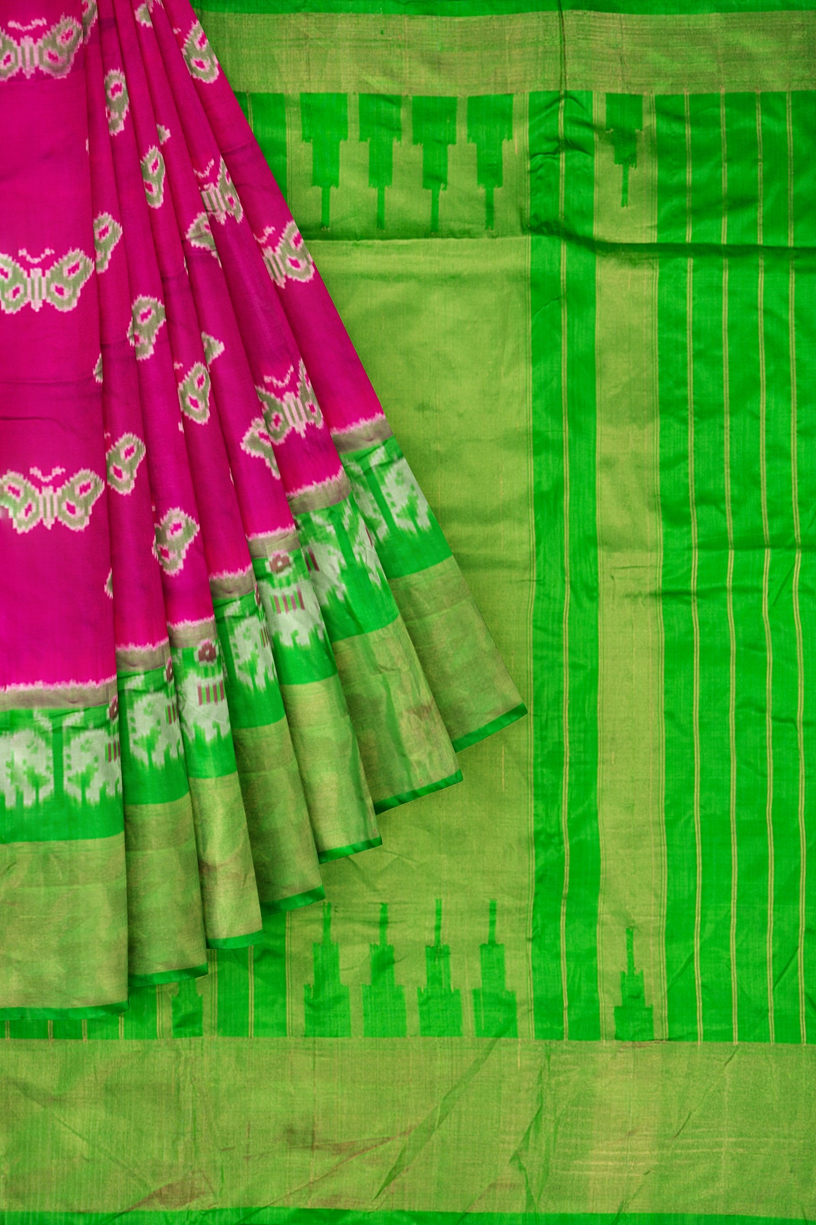 Pink Woven Ikat Pochampally Saree IA002