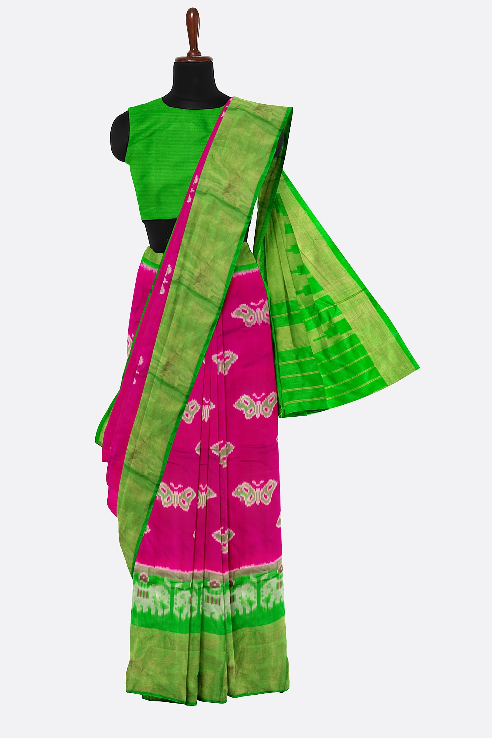 Pink Woven Ikat Pochampally Saree IA002