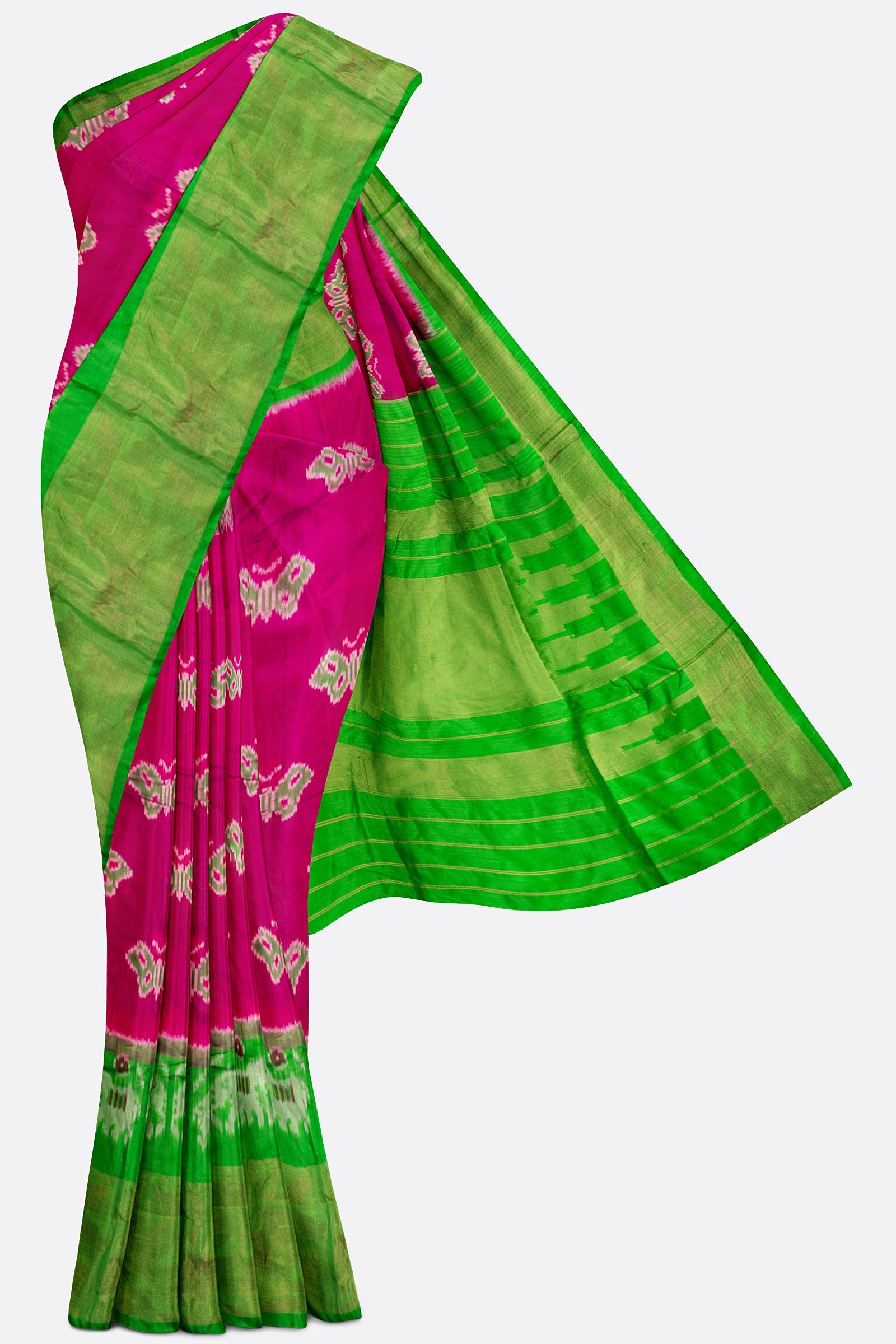 Pink Woven Ikat Pochampally Saree IA002