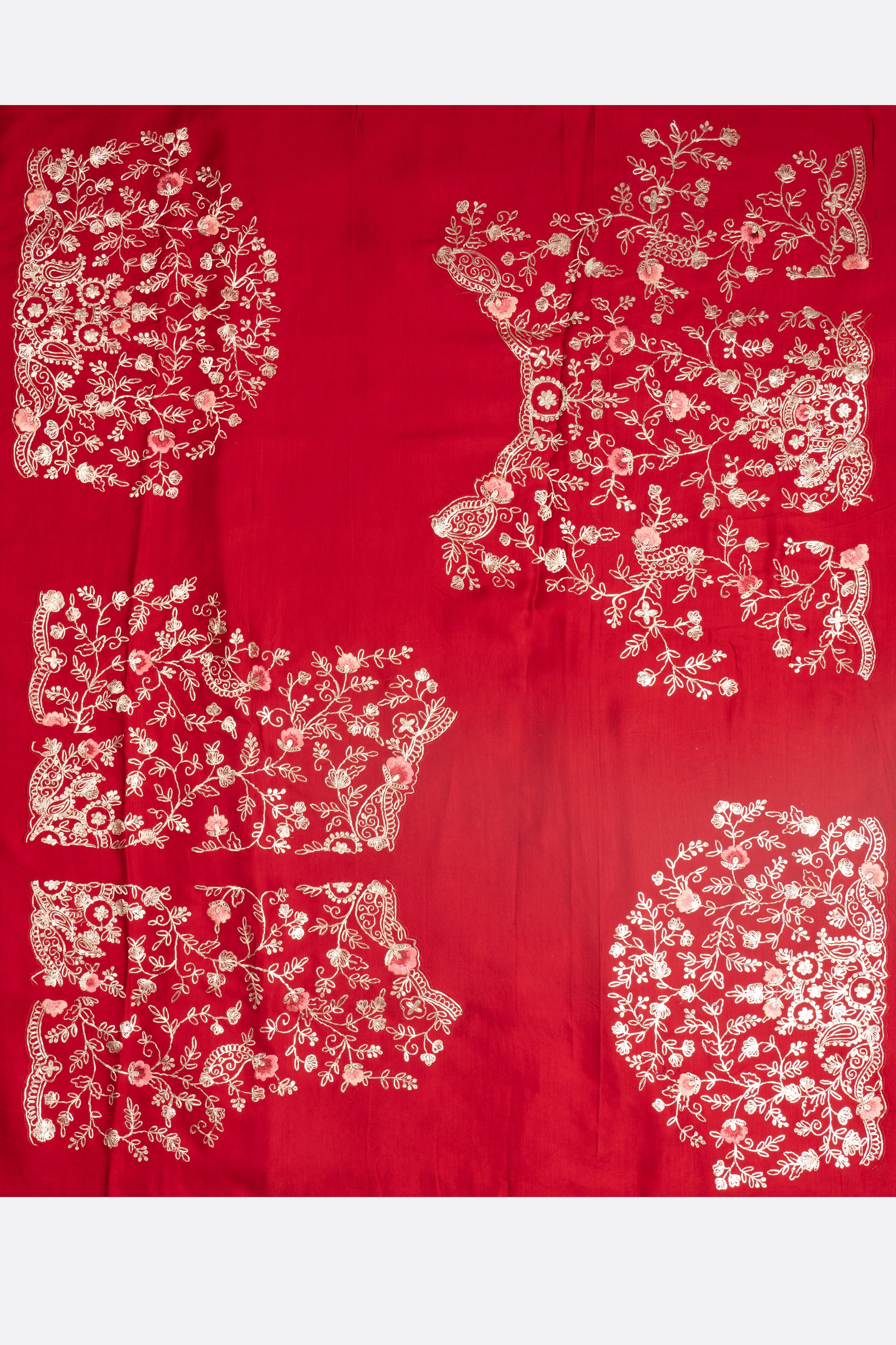 Red Embellished Organza Saree F01124