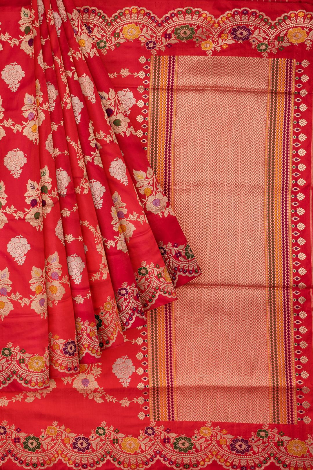 Red Woven Banaras Saree F00198