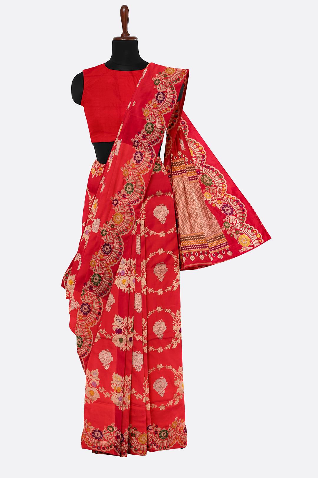 Red Woven Banaras Saree F00198