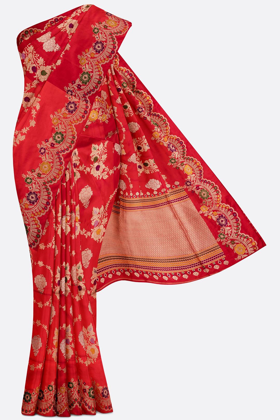 Red Woven Banaras Saree F00198