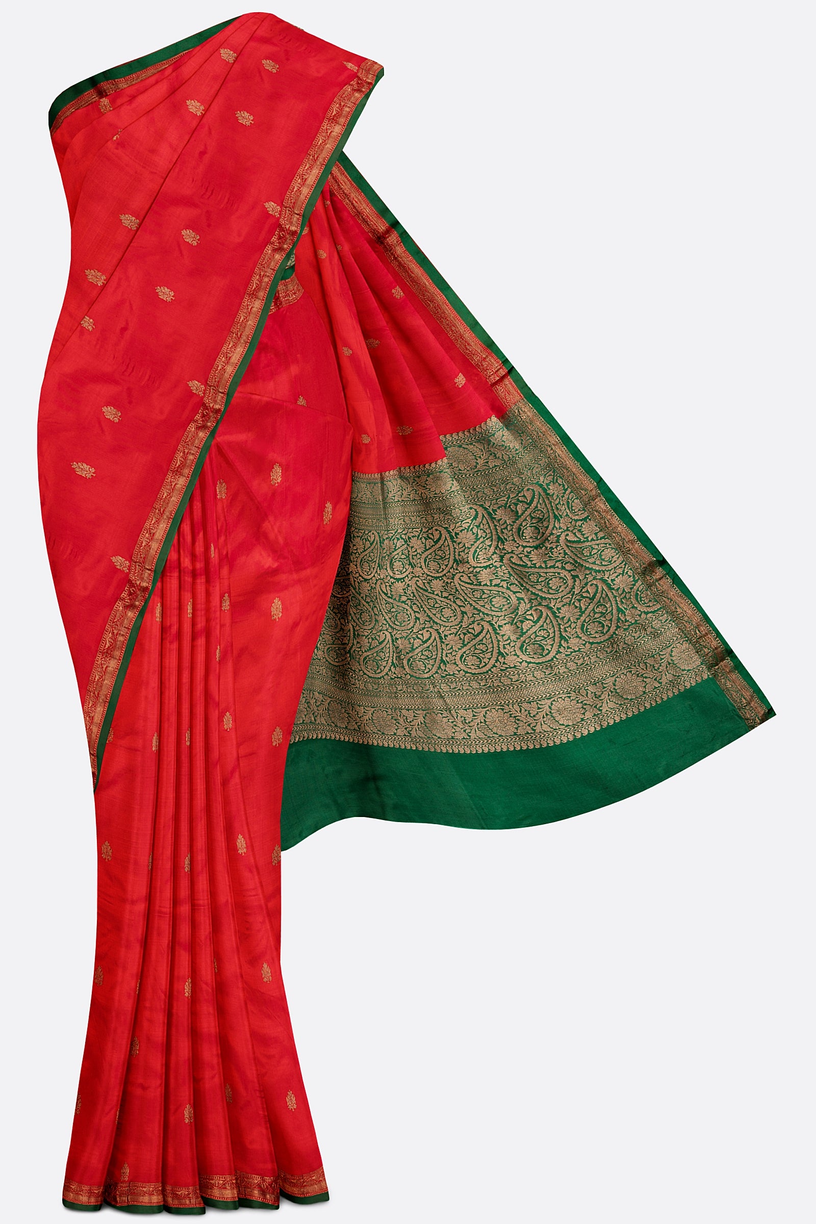 Red Woven Banaras Saree F00955