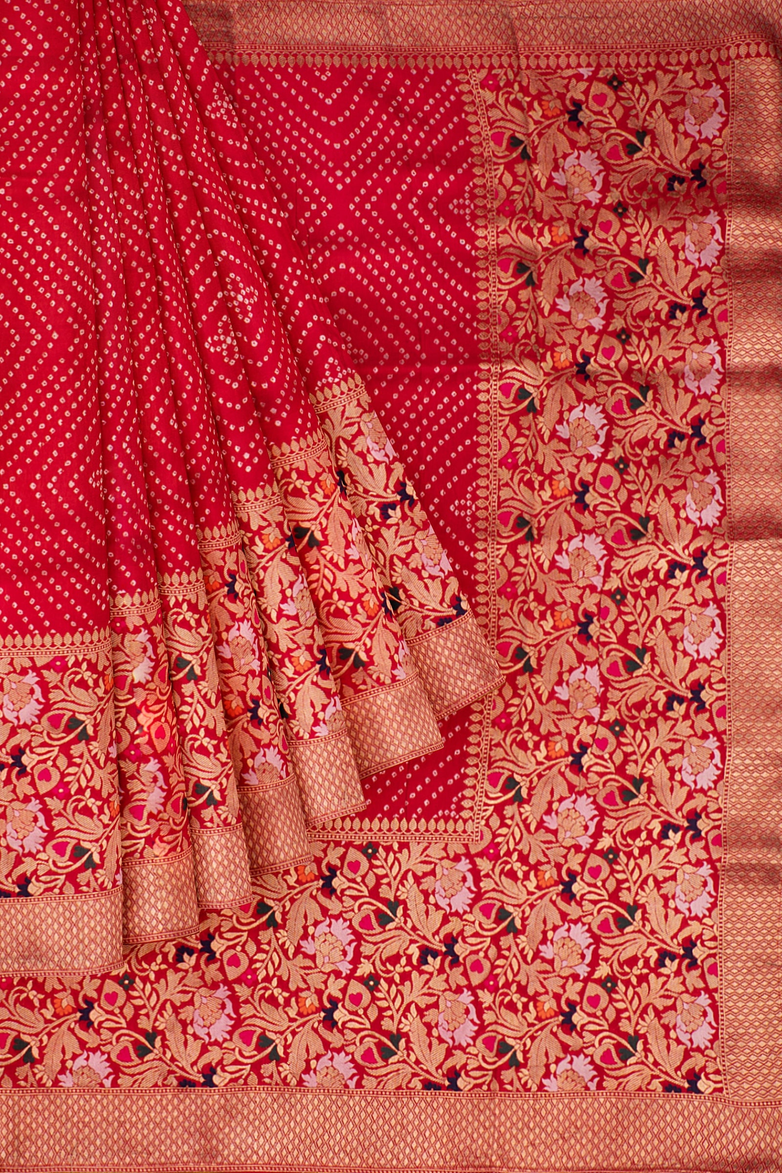 Red Woven Bandhani Saree DS0276