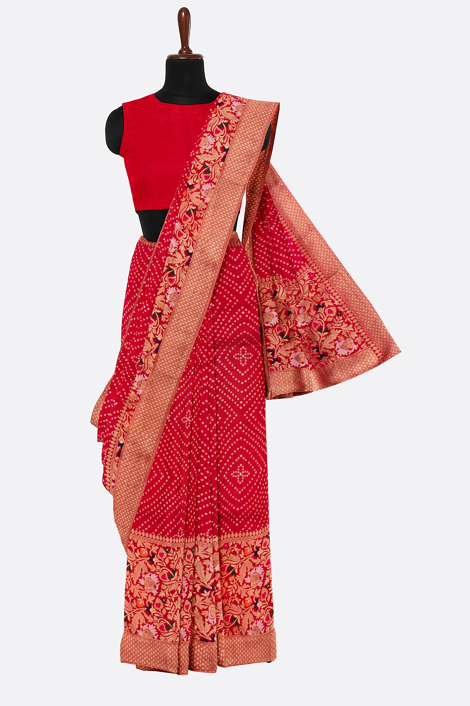 Red Woven Bandhani Saree DS0276
