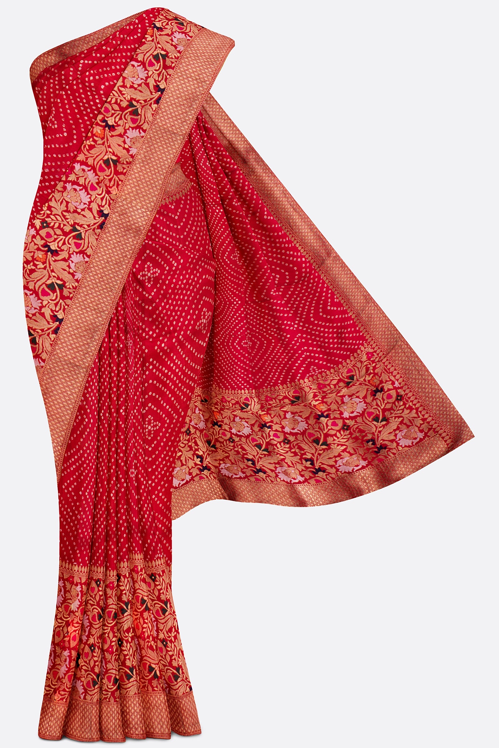 Red Woven Bandhani Saree DS0276
