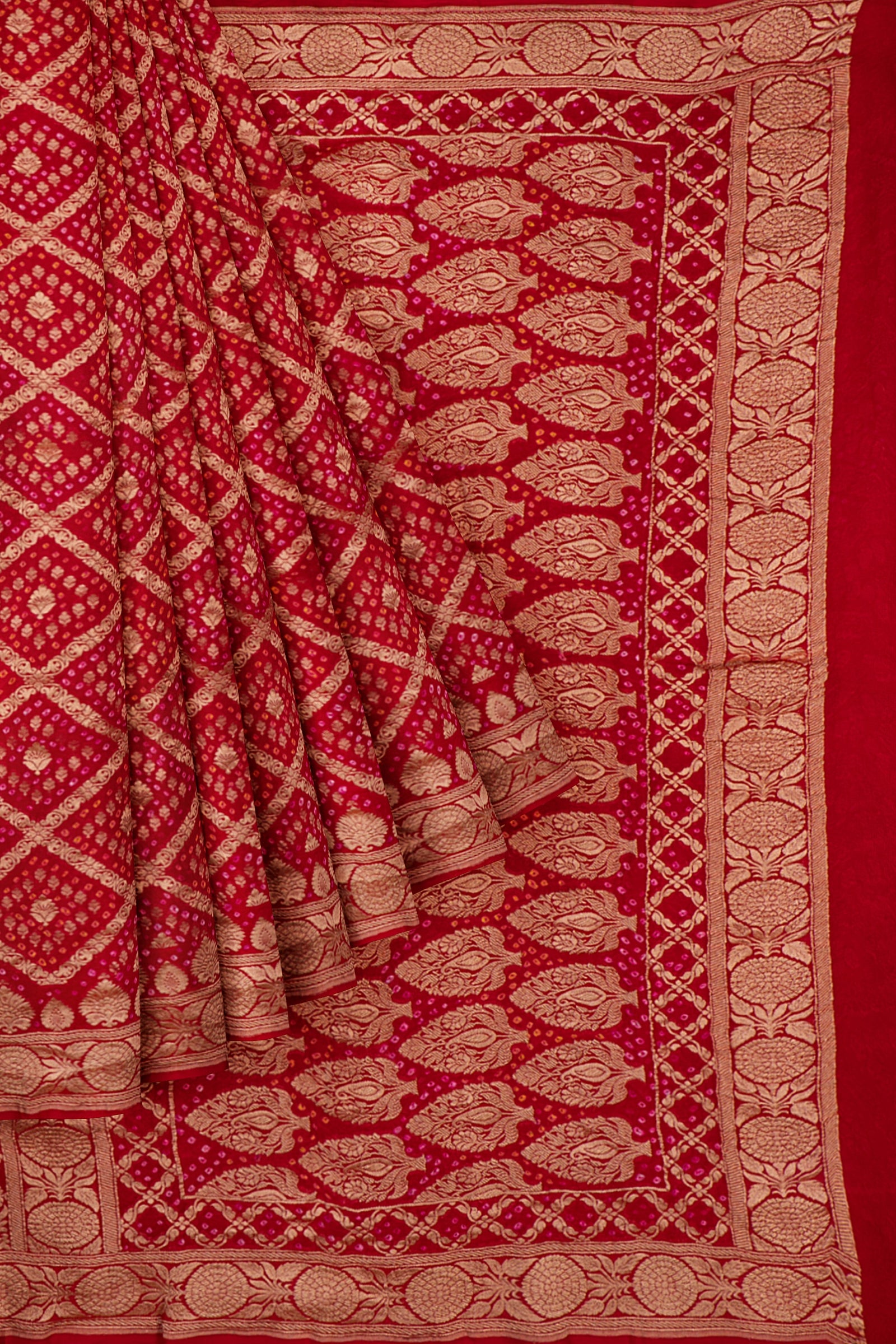 Red Woven Bandhani Saree ES0445