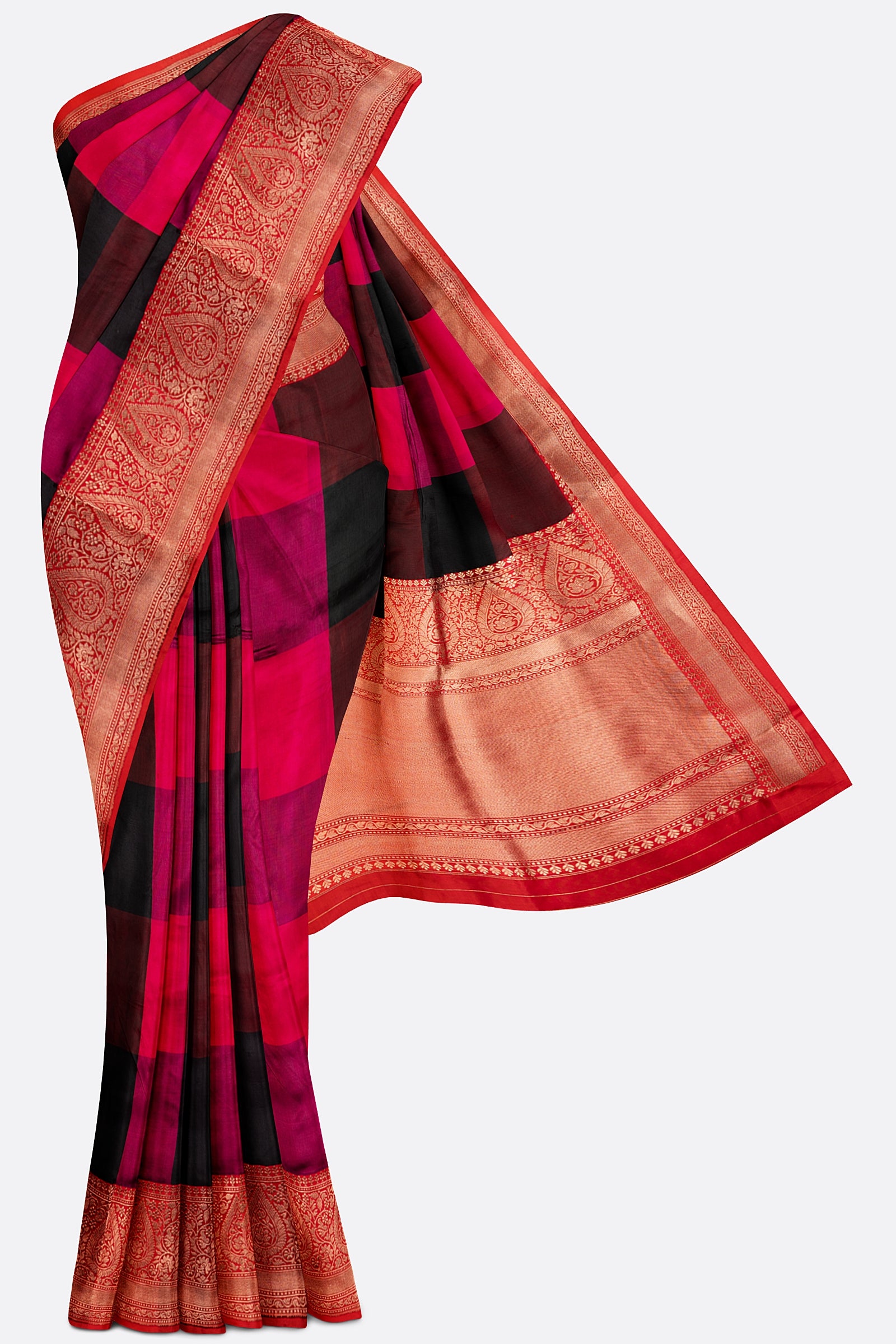 Red And Black Woven Banaras Saree DS0002