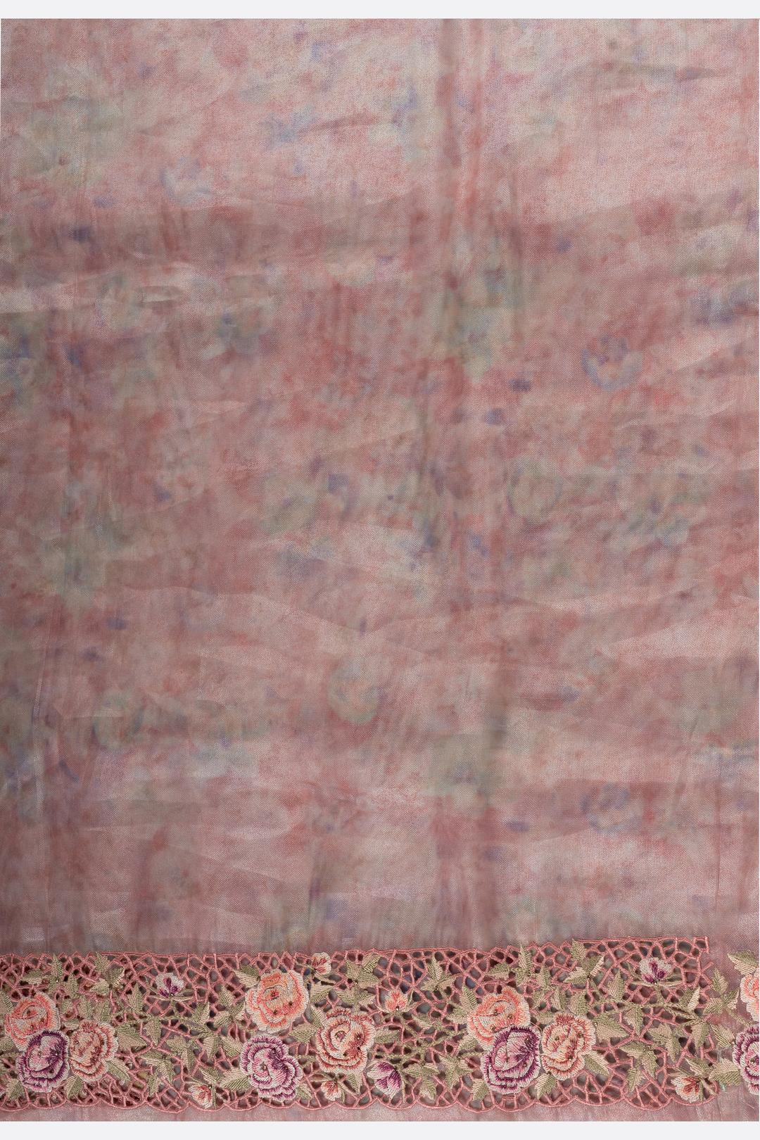 Rose Printed Organza Saree F01008