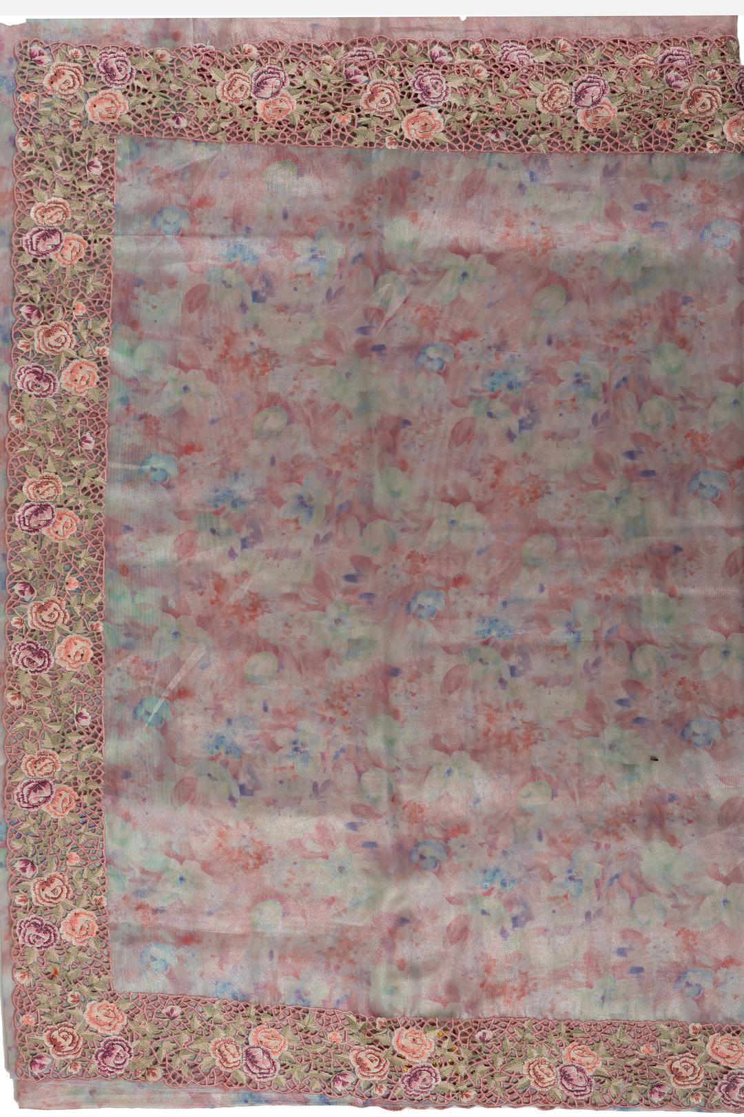 Rose Printed Organza Saree F01008
