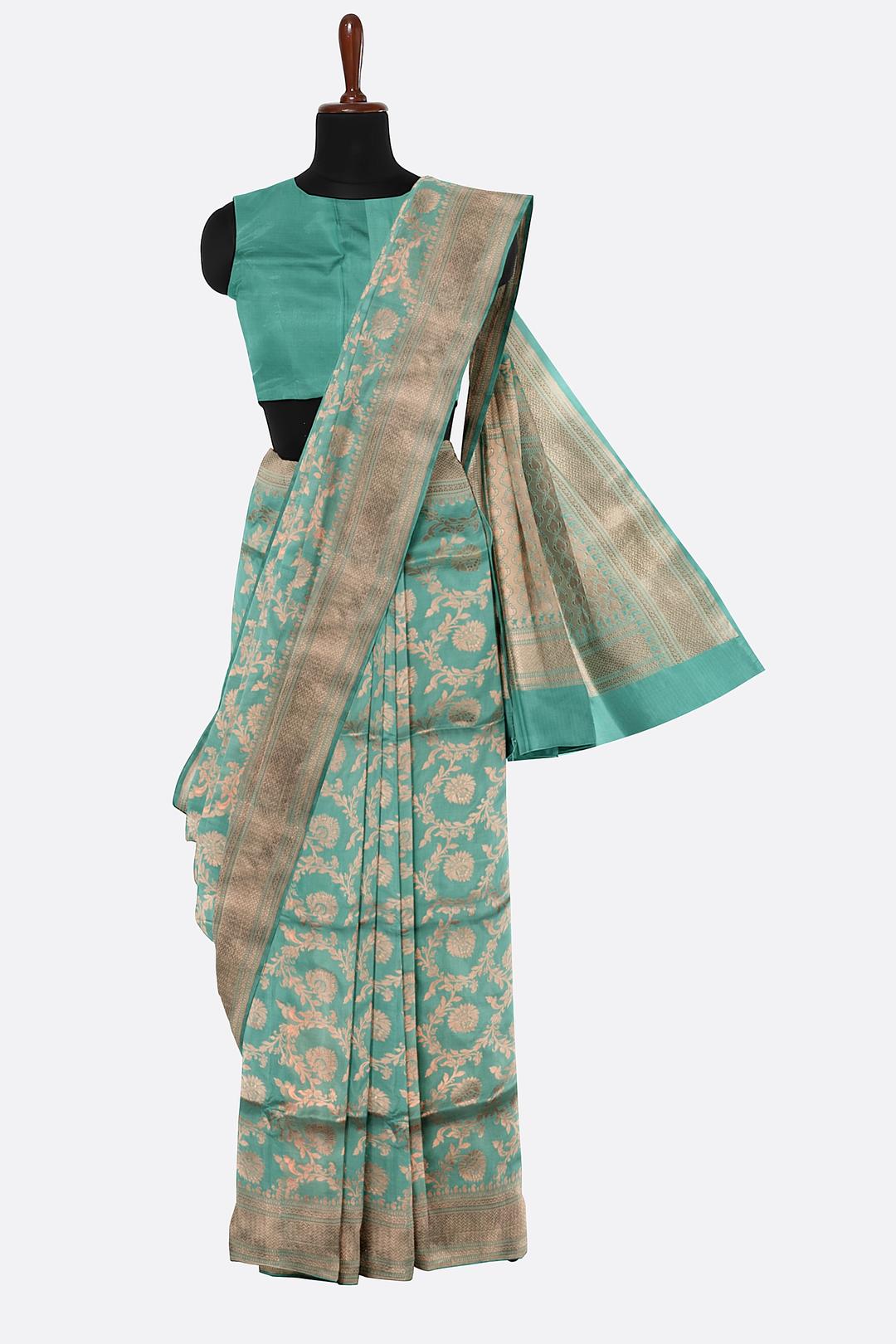 Sky Blue Woven Banaras Saree F00211