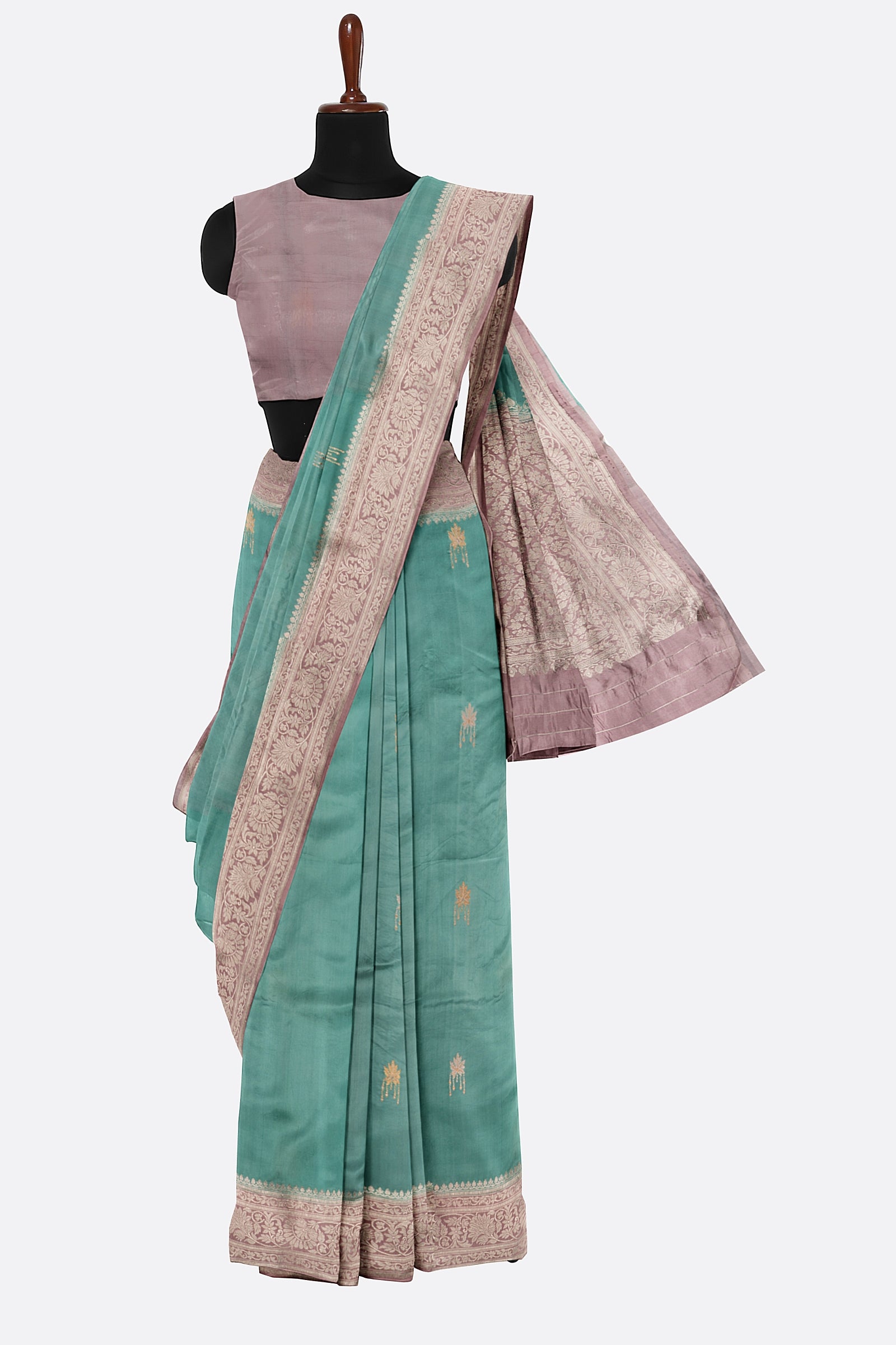 Sky Blue Woven Banaras Saree F00384