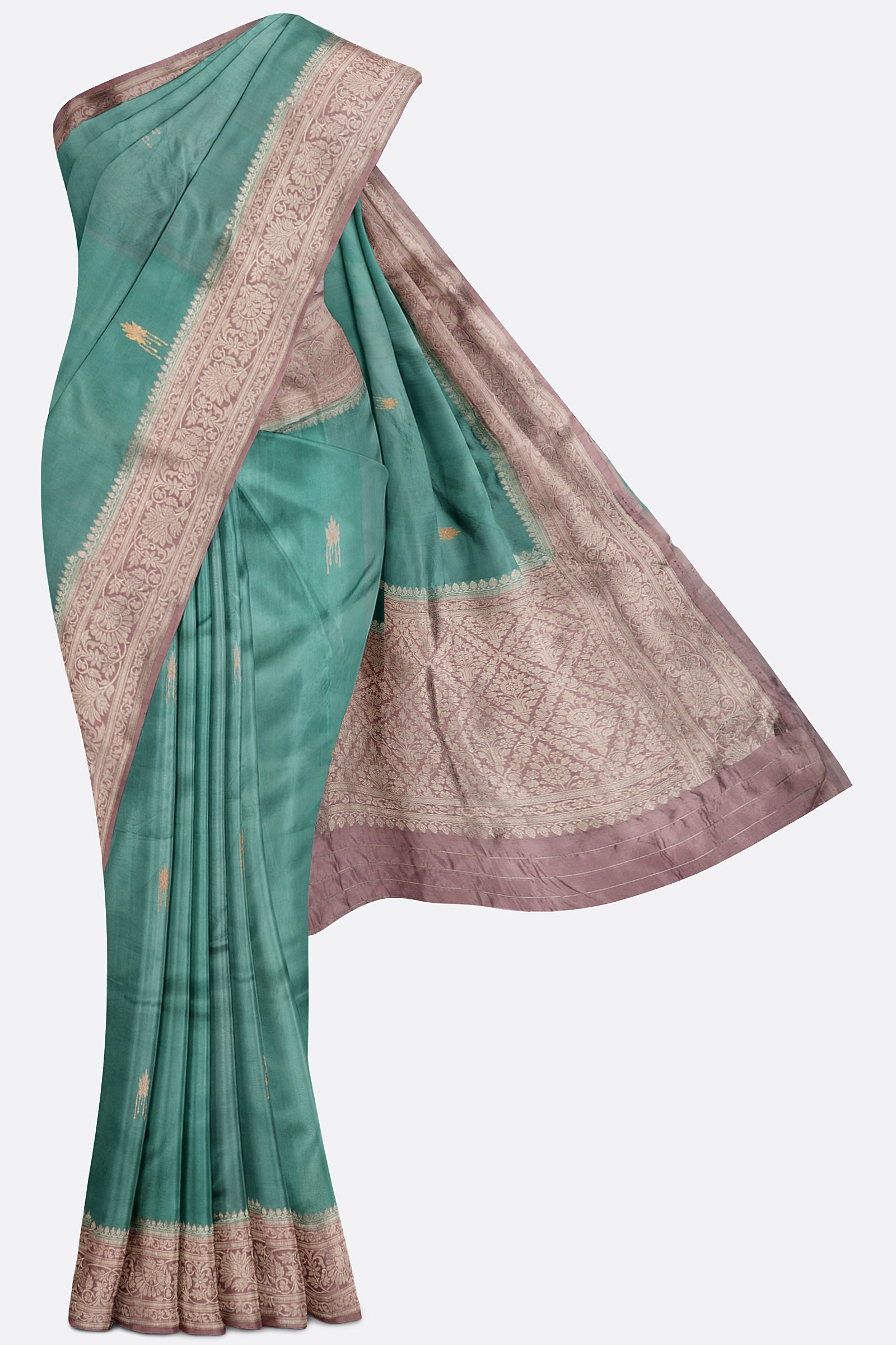 Sky Blue Woven Banaras Saree F00384