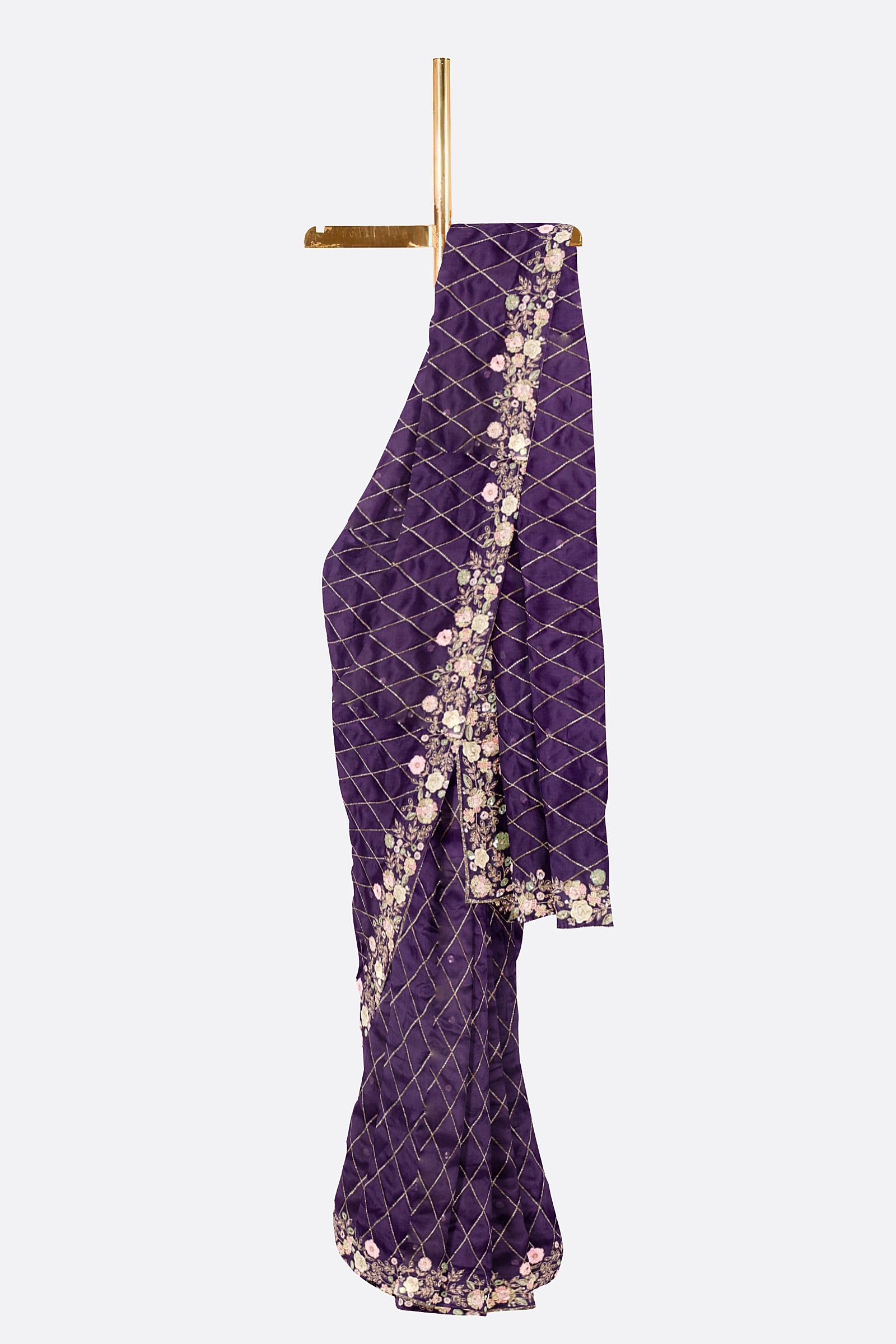 Violet Embroidered Organza Saree ES1348