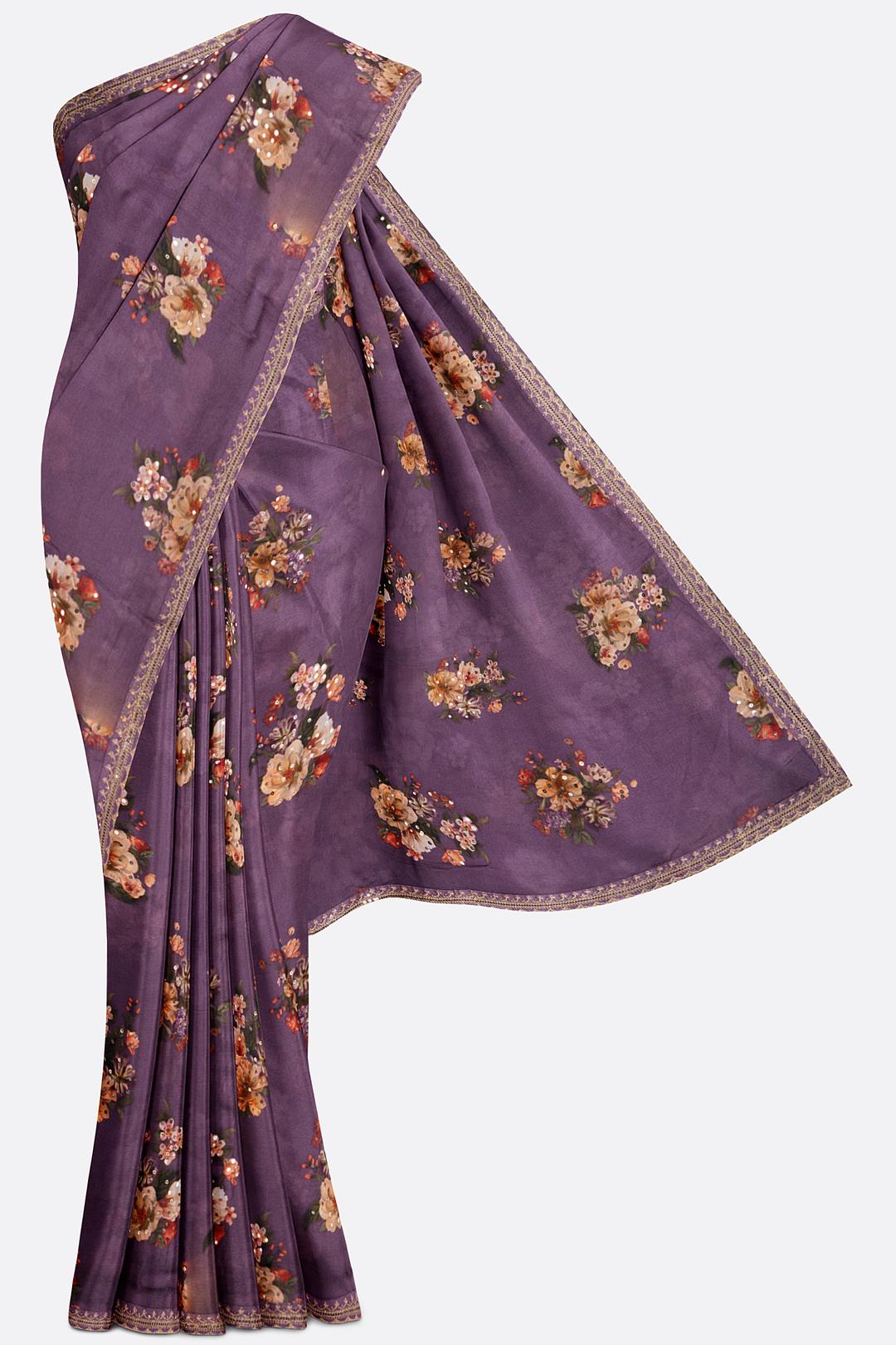 Violet Printed Georgette Saree DS0946