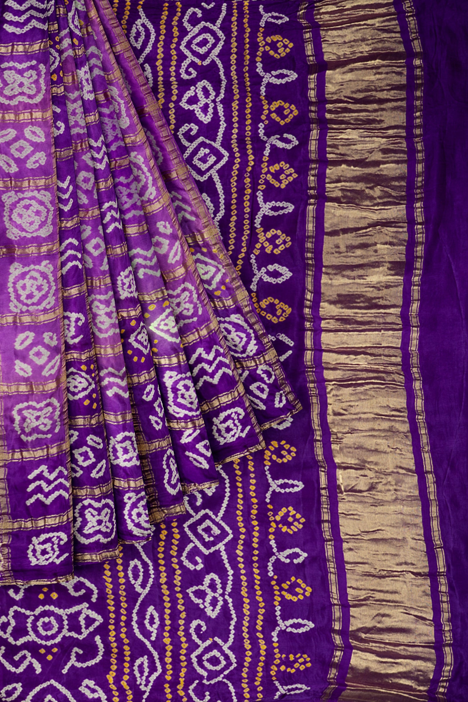 Violet Woven Bandhani Saree F00904