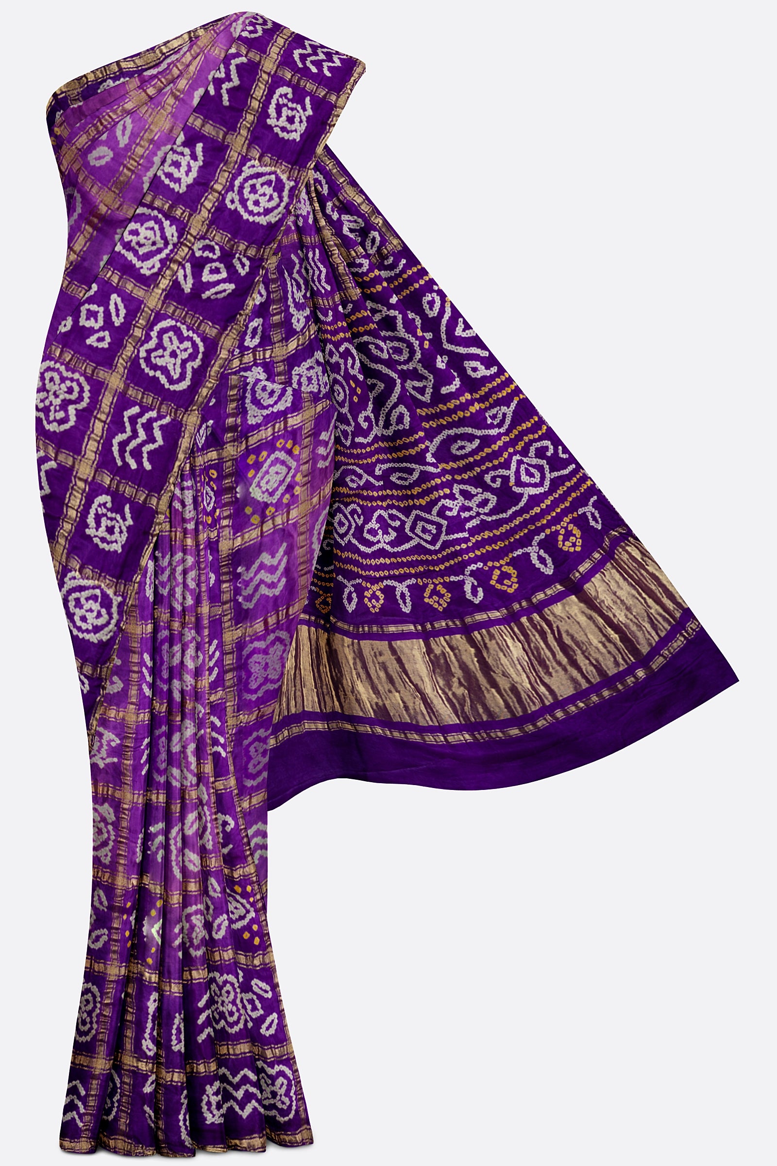 Violet Woven Bandhani Saree F00904