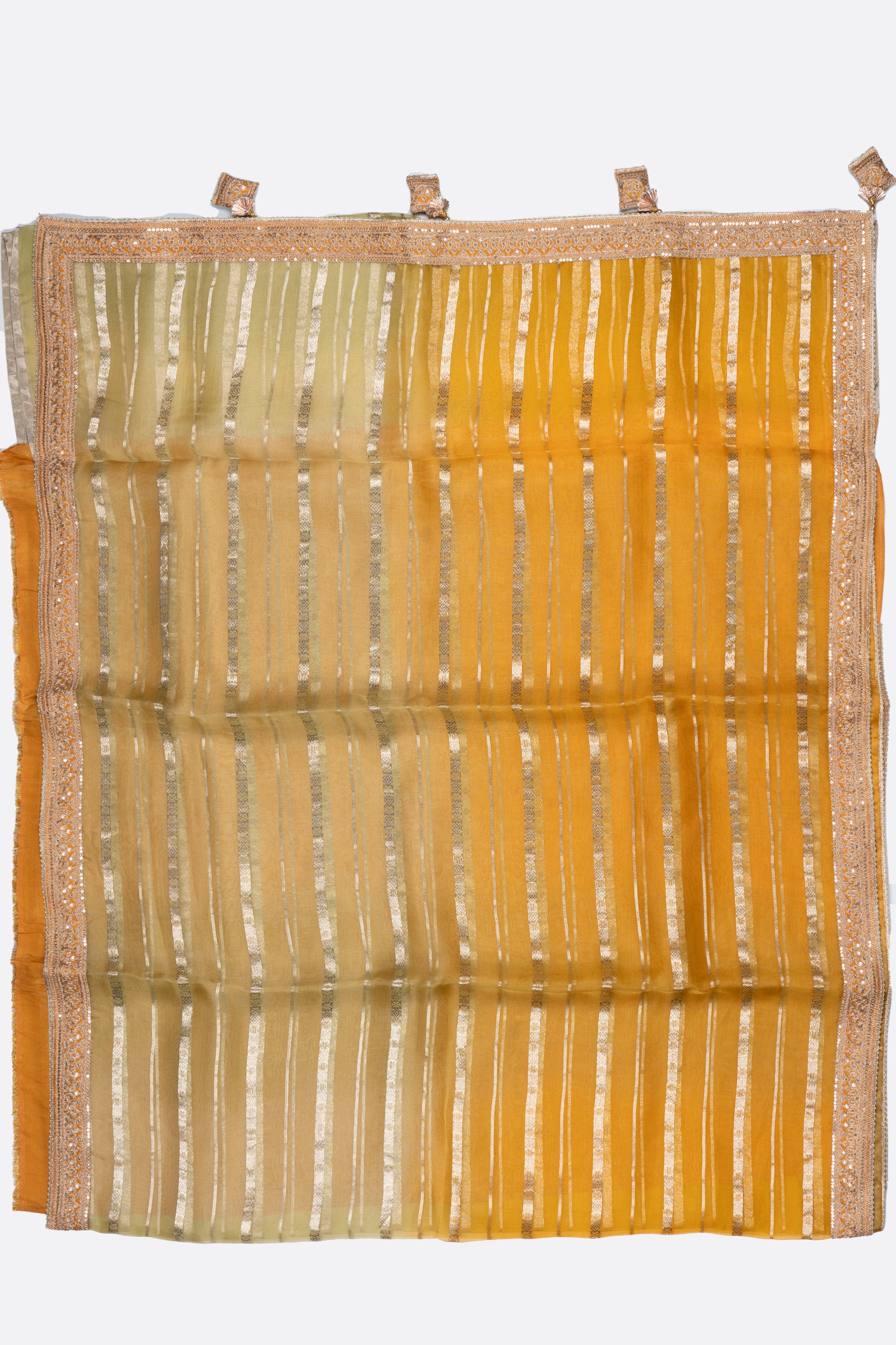 Yellow Embellished Organza Saree F01109