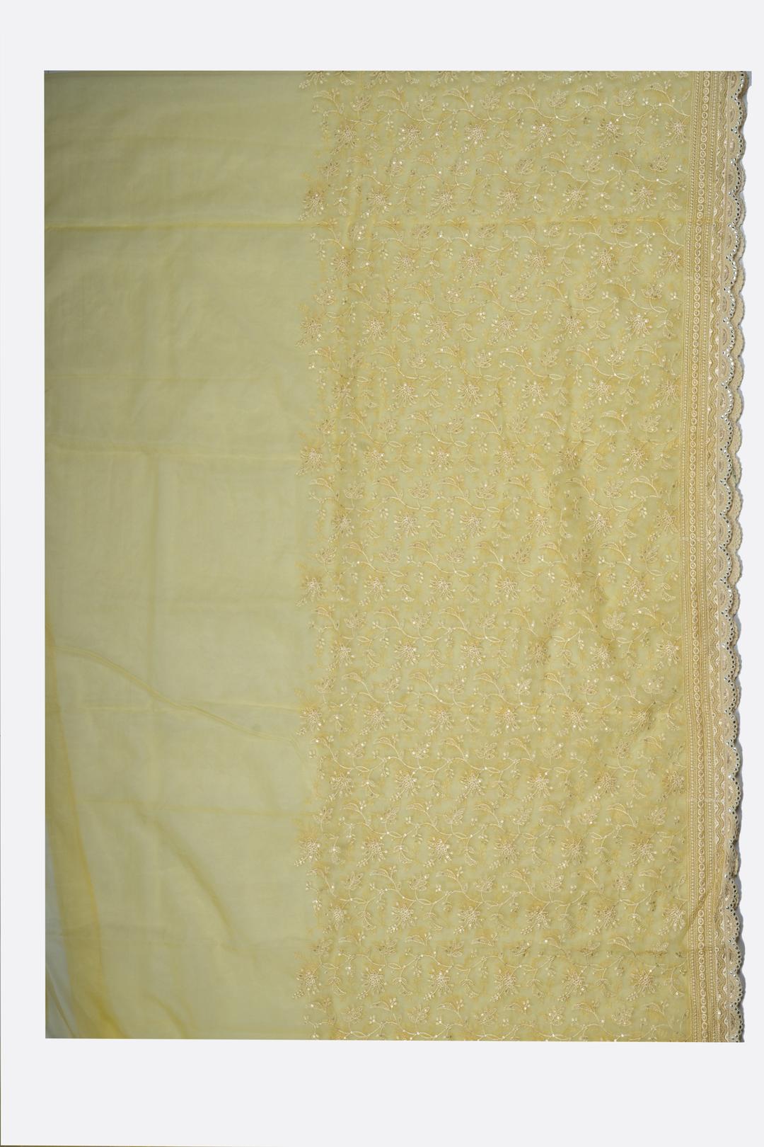 Yellow Embroidered Georgette Saree DS0949