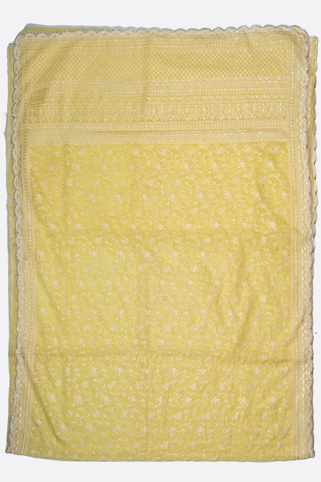 Yellow Embroidered Georgette Saree DS0949