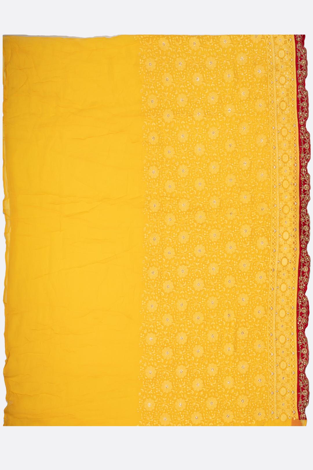 Yellow Embroidered Georgette Saree F01091