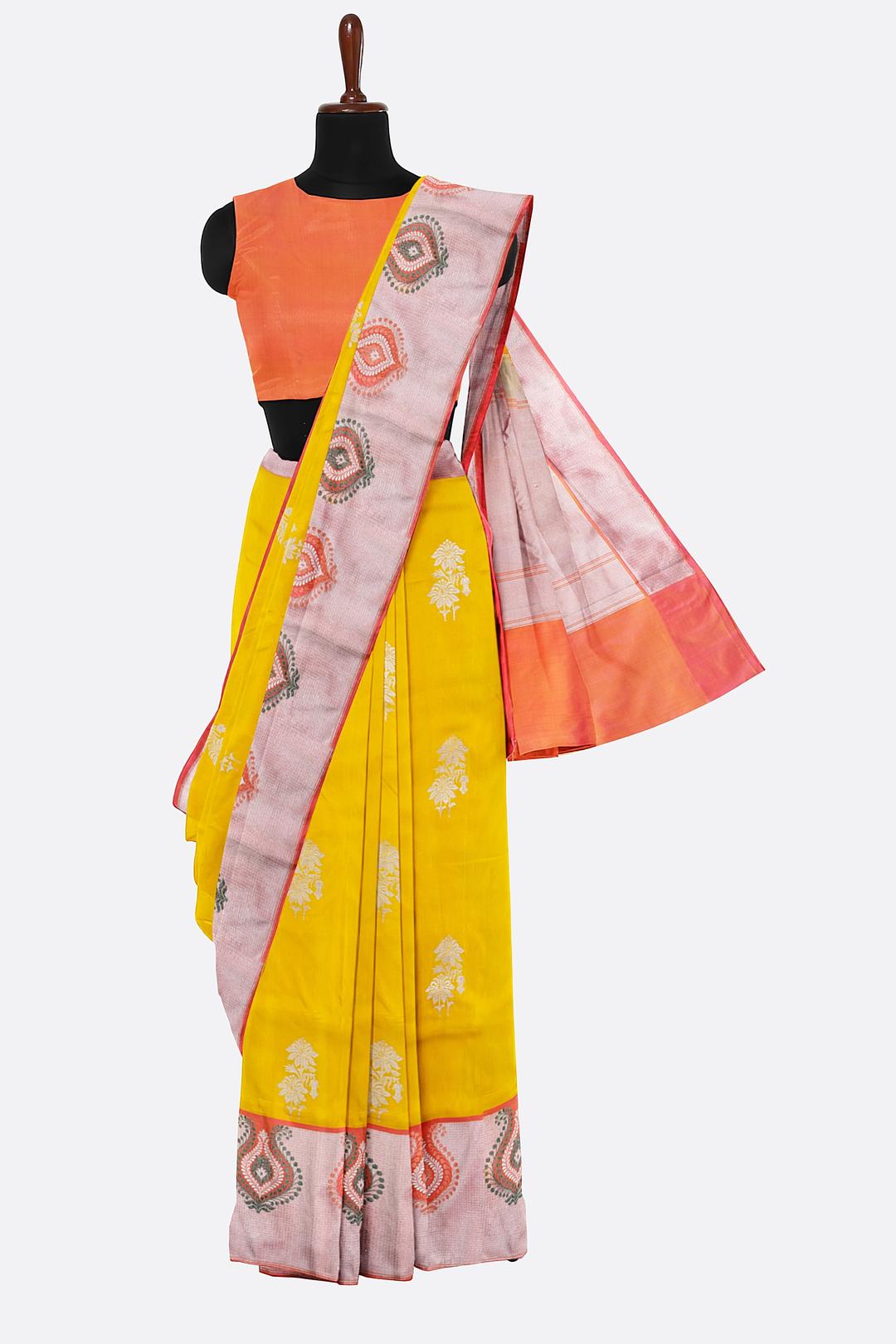 Yellow Woven Banaras Saree BS1147