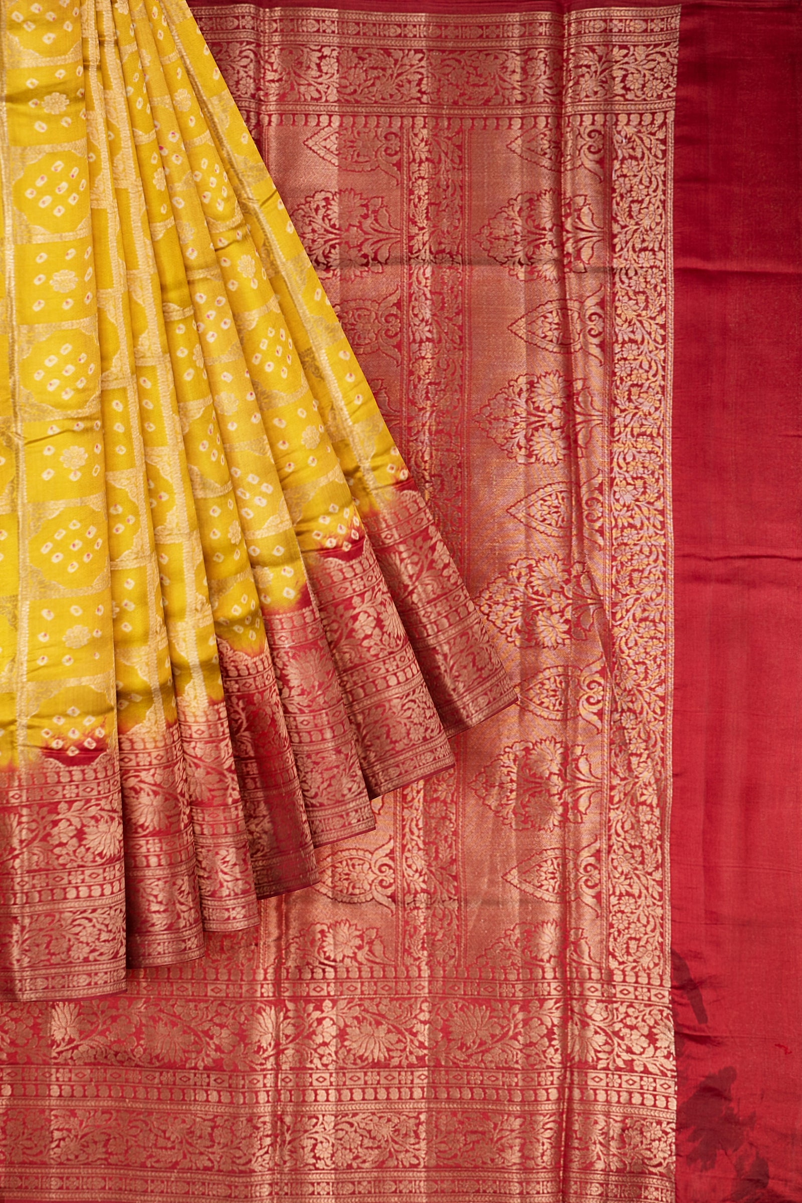 Yellow Woven Chiniya Saree ES1148