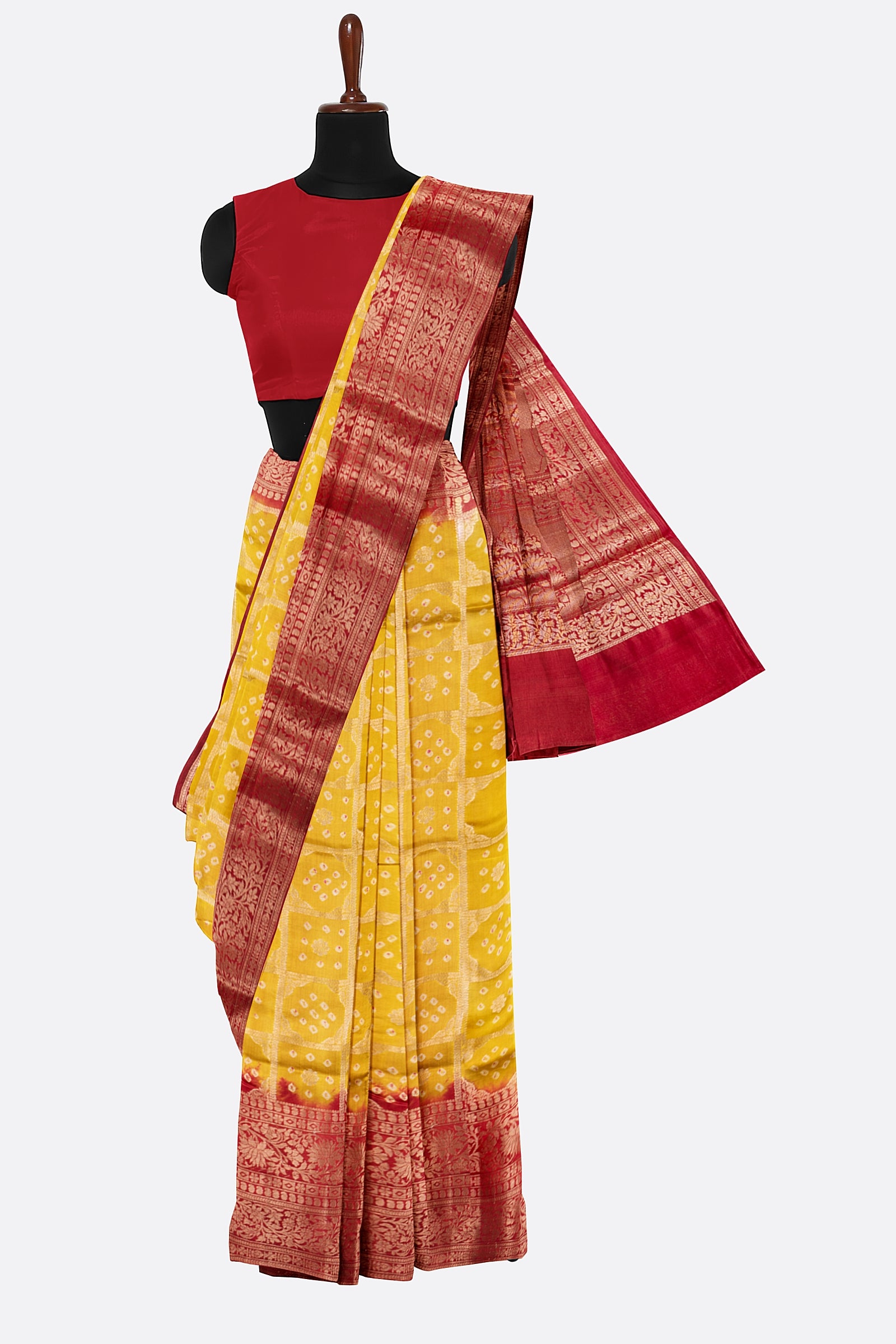 Yellow Woven Chiniya Saree ES1148