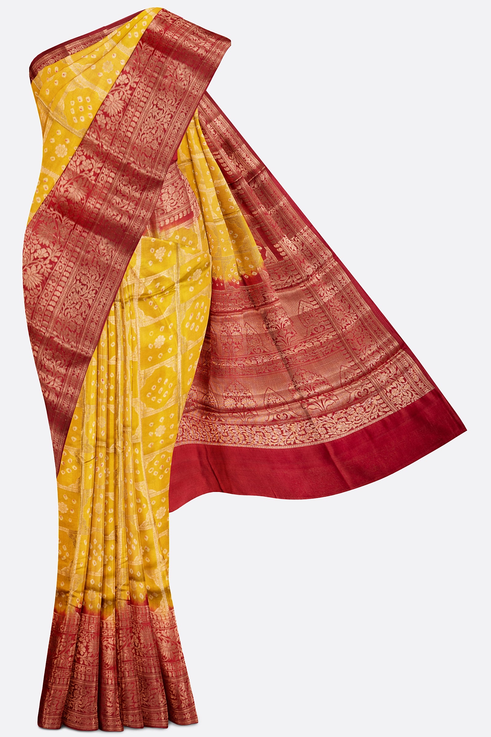 Yellow Woven Chiniya Saree ES1148