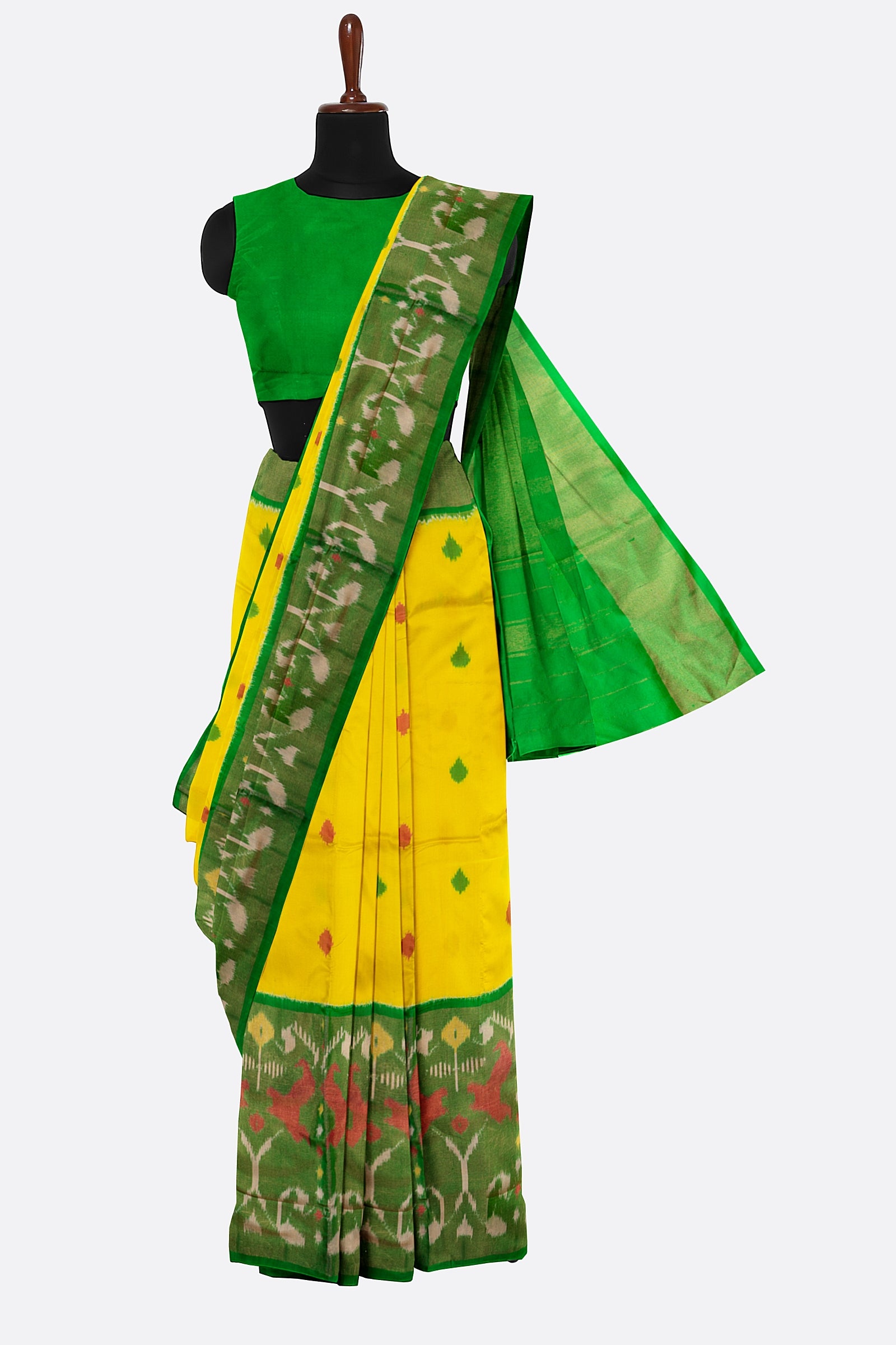 Yellow Woven Ikat Pochampally Saree IA020