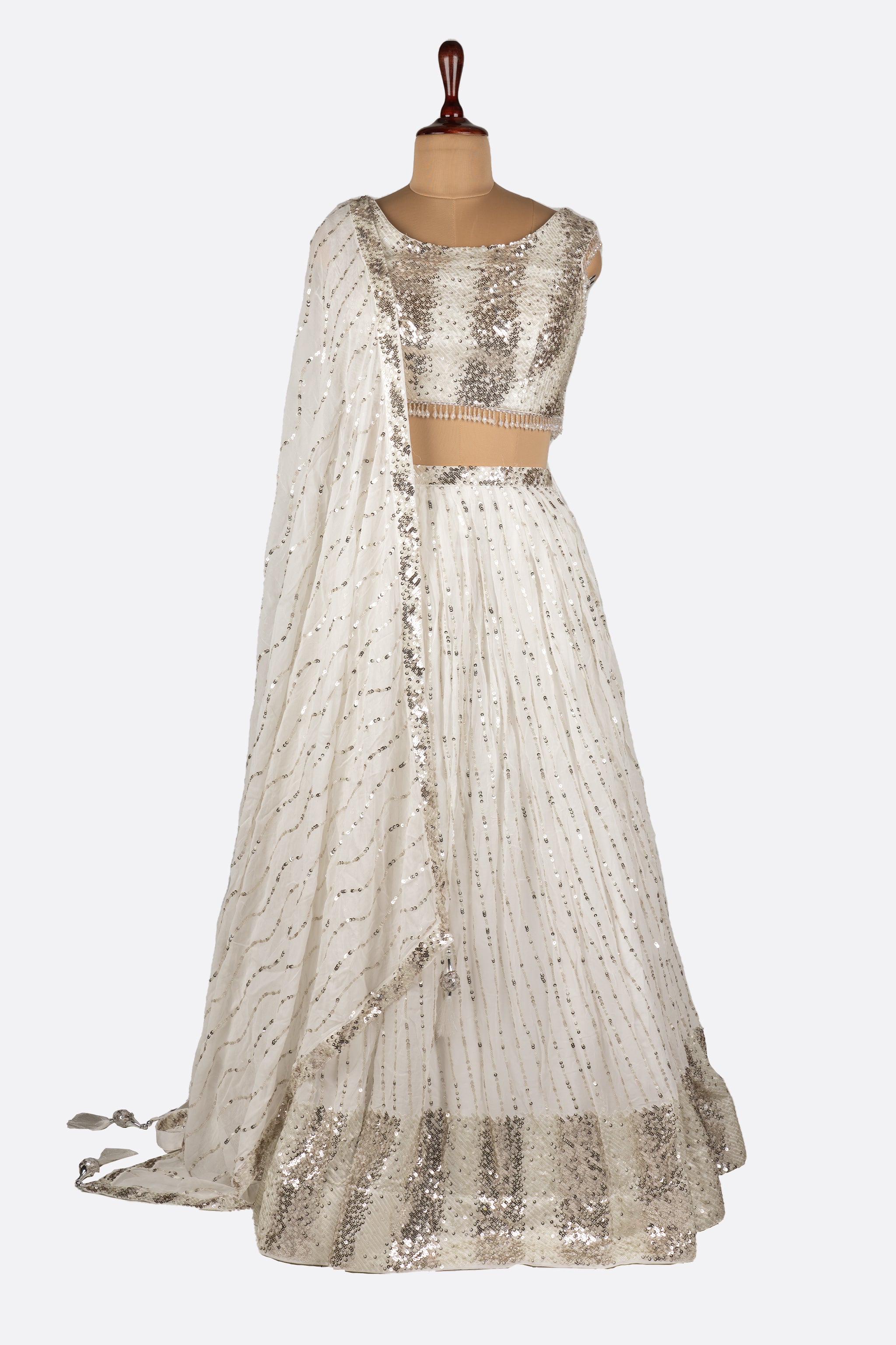 White Georgette Lehenga ES0602