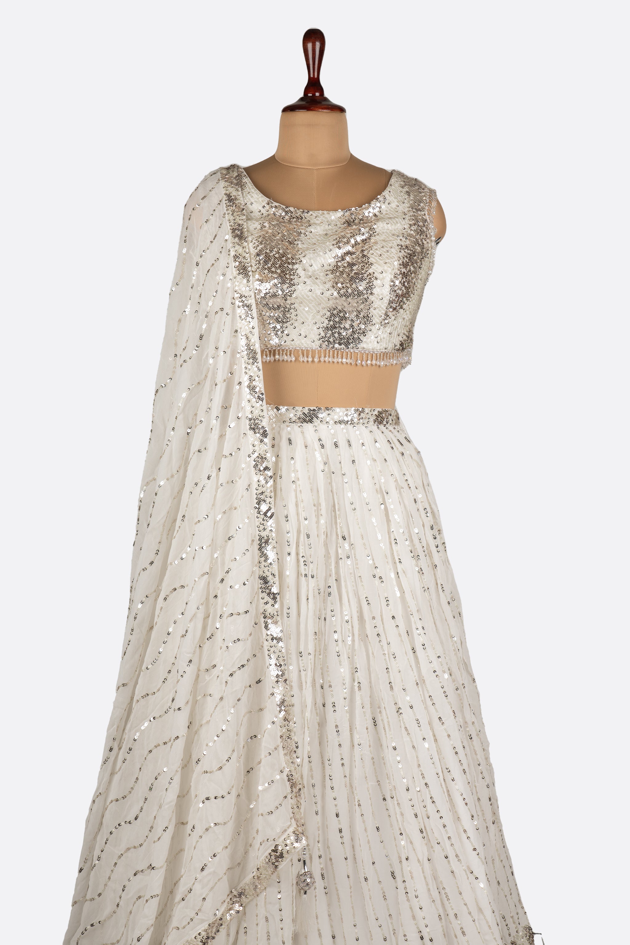 White Georgette Lehenga ES0602