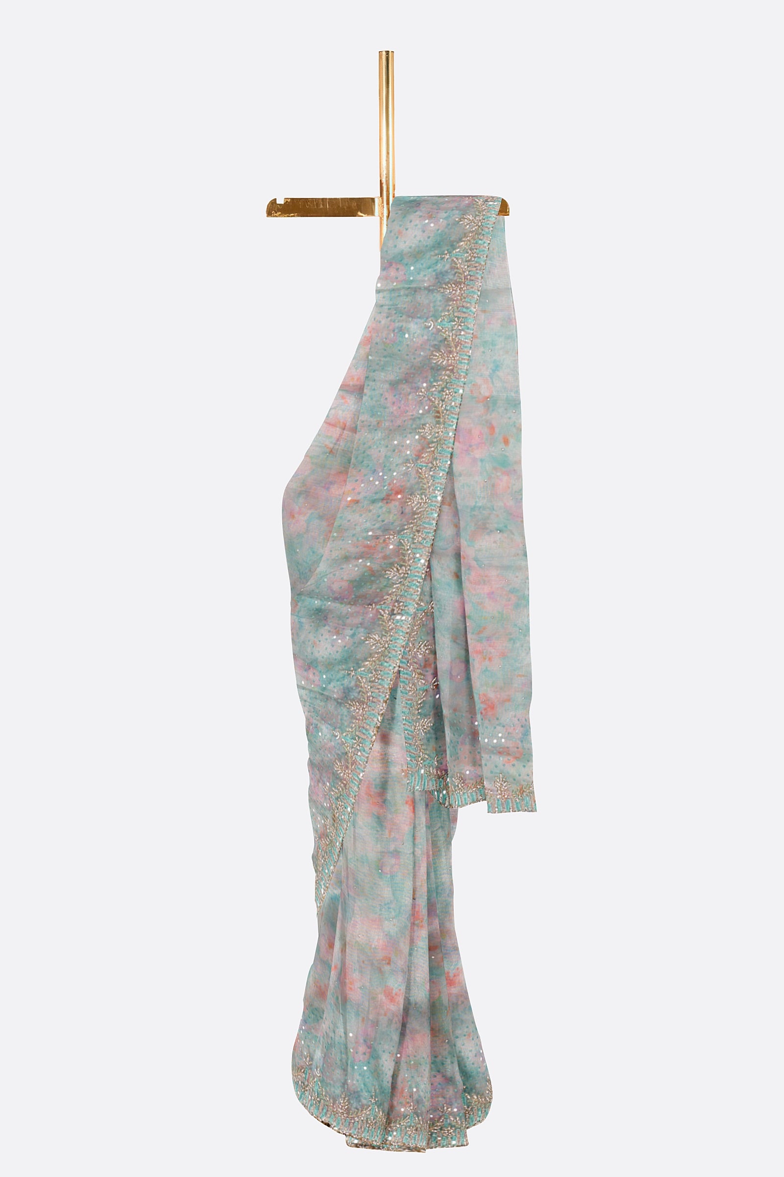 Blue Printed Kora Tissue Saree 10800