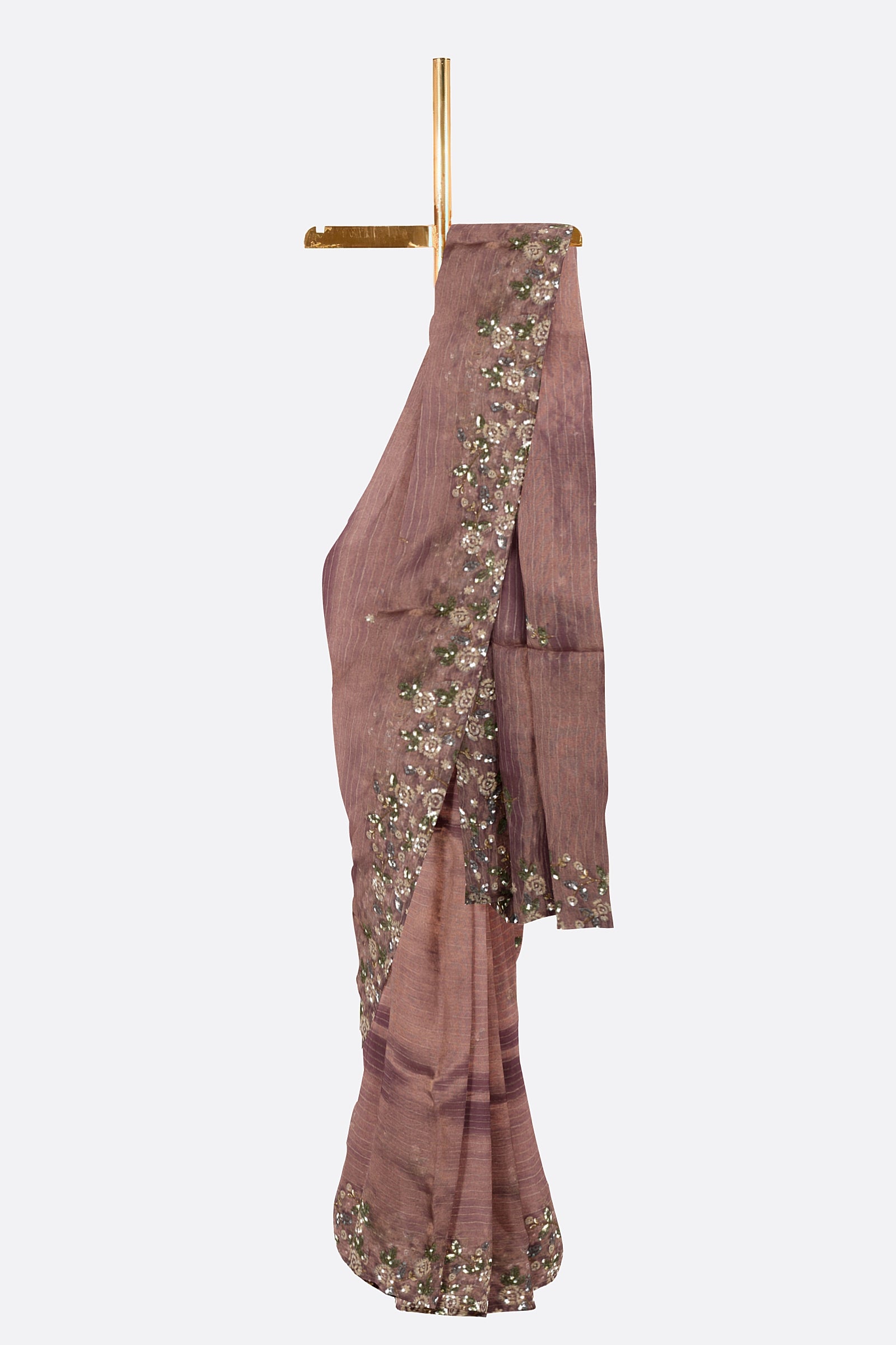 Mauve Pink Organza Saree F00894