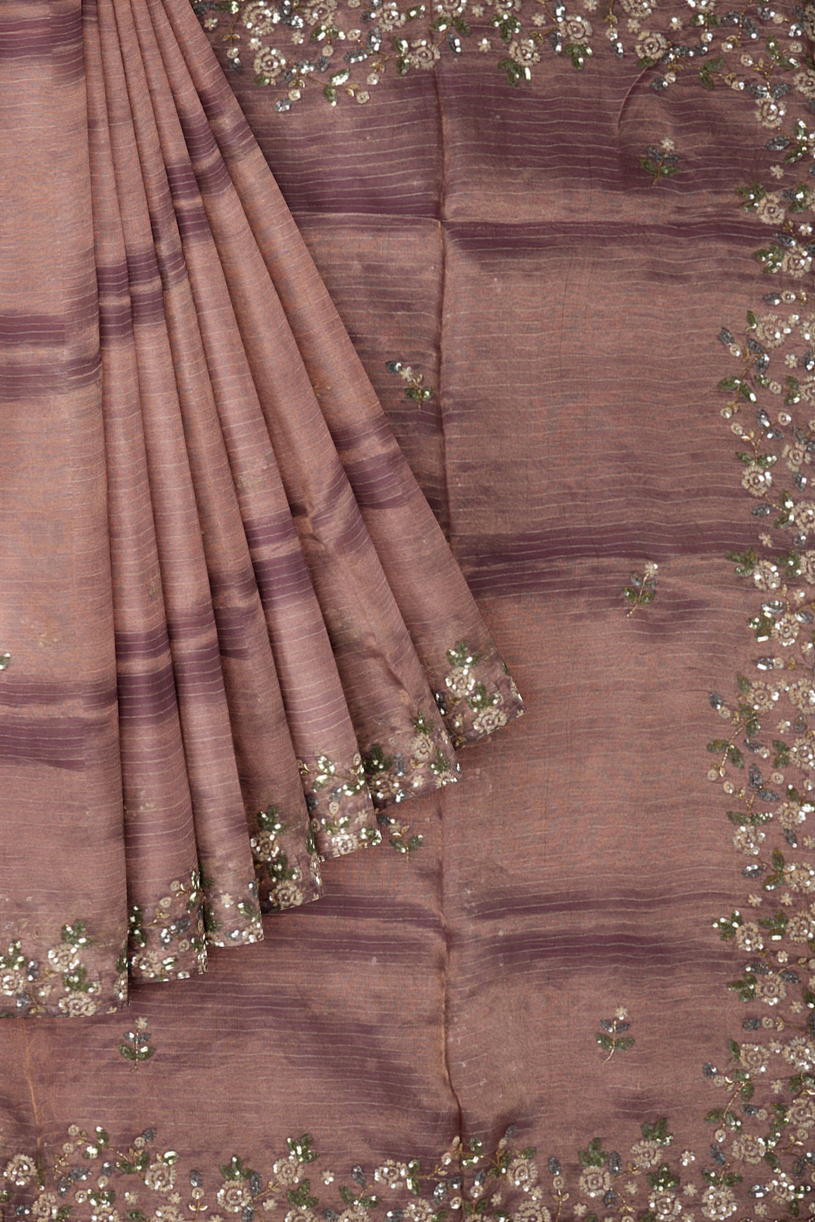 Mauve Pink Organza Saree F00894