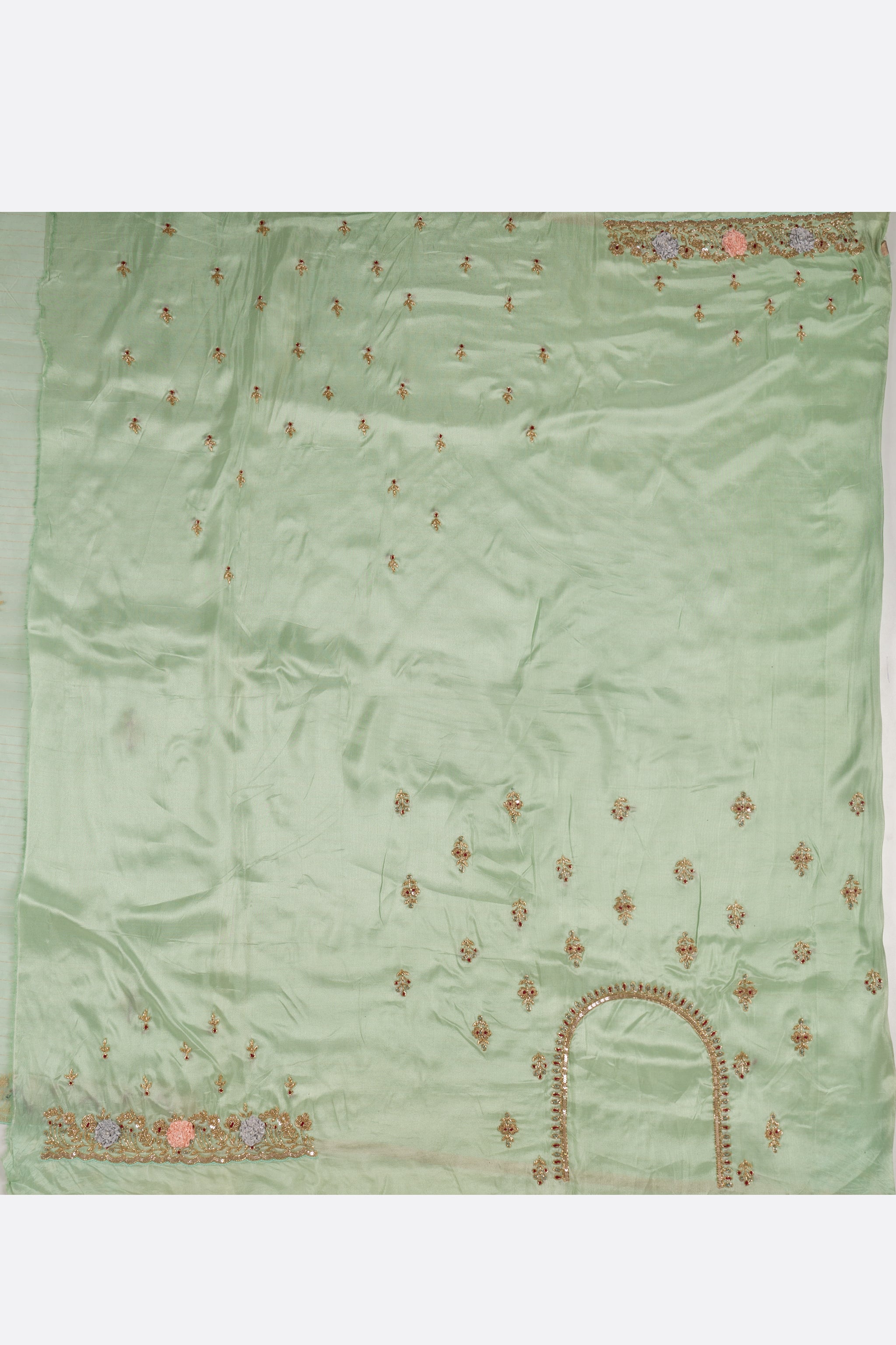Green Embroidered Organza Saree ES0073