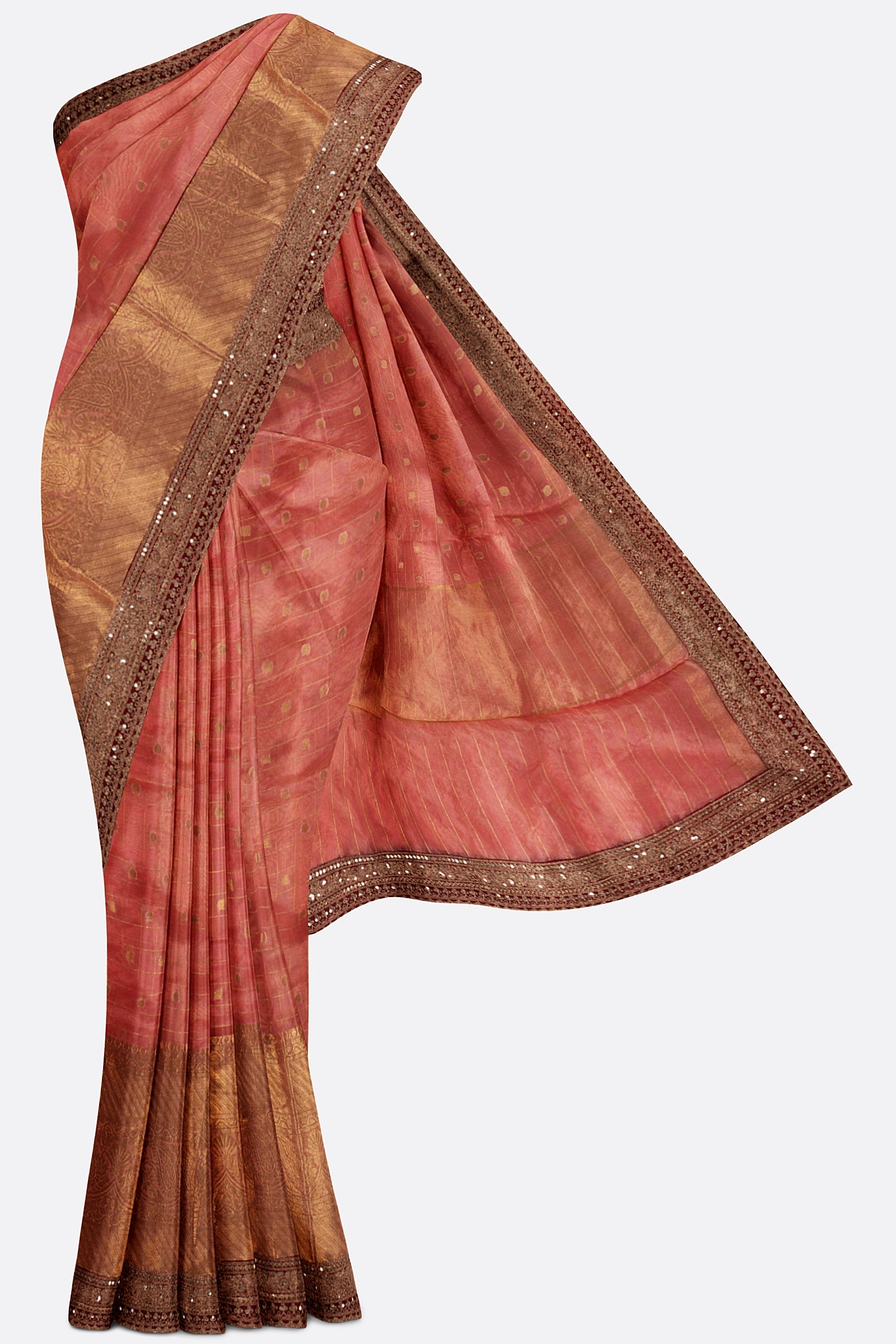 Pink Woven Kora Saree ES0286