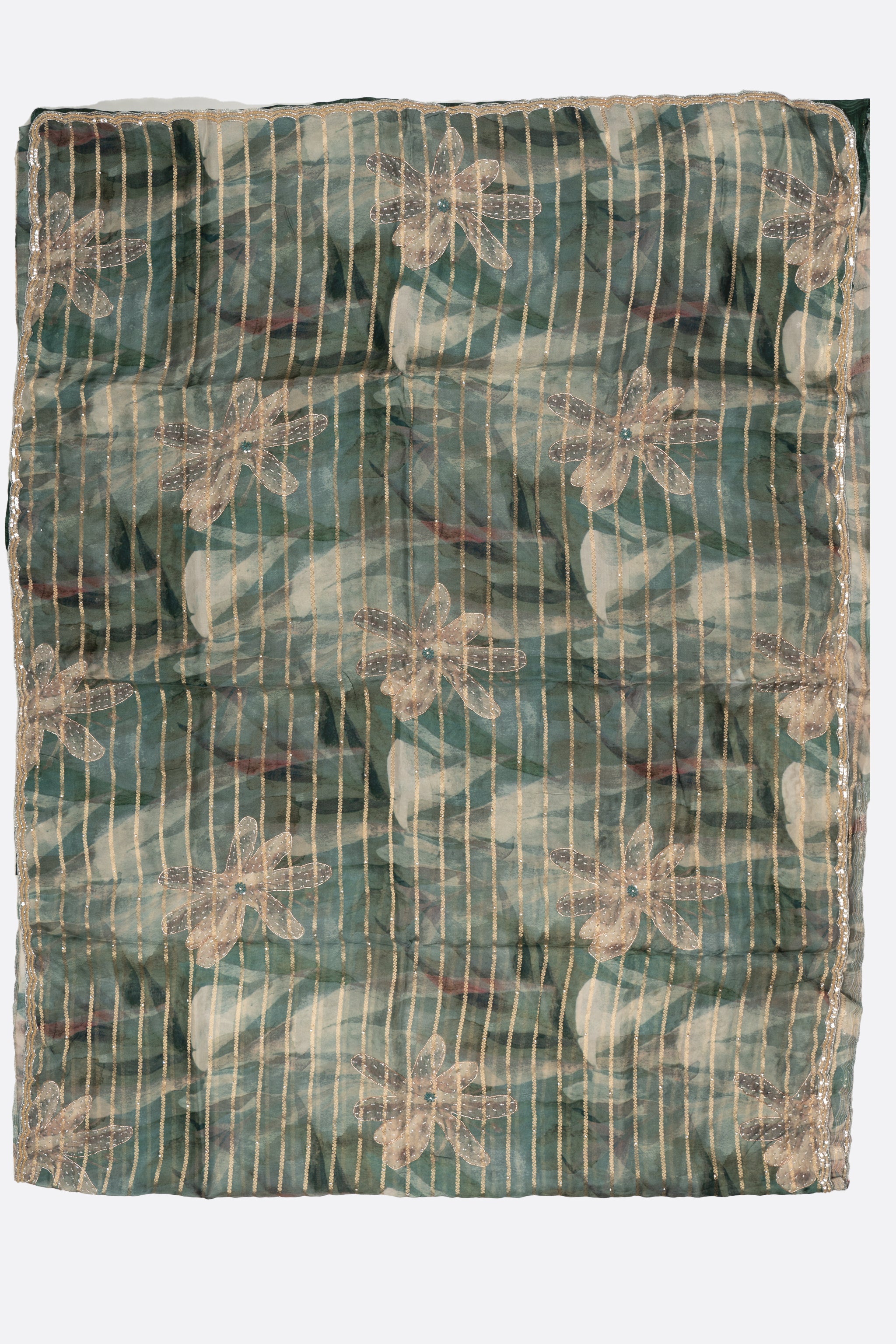 Green Woven Georgette Silk Saree F01005