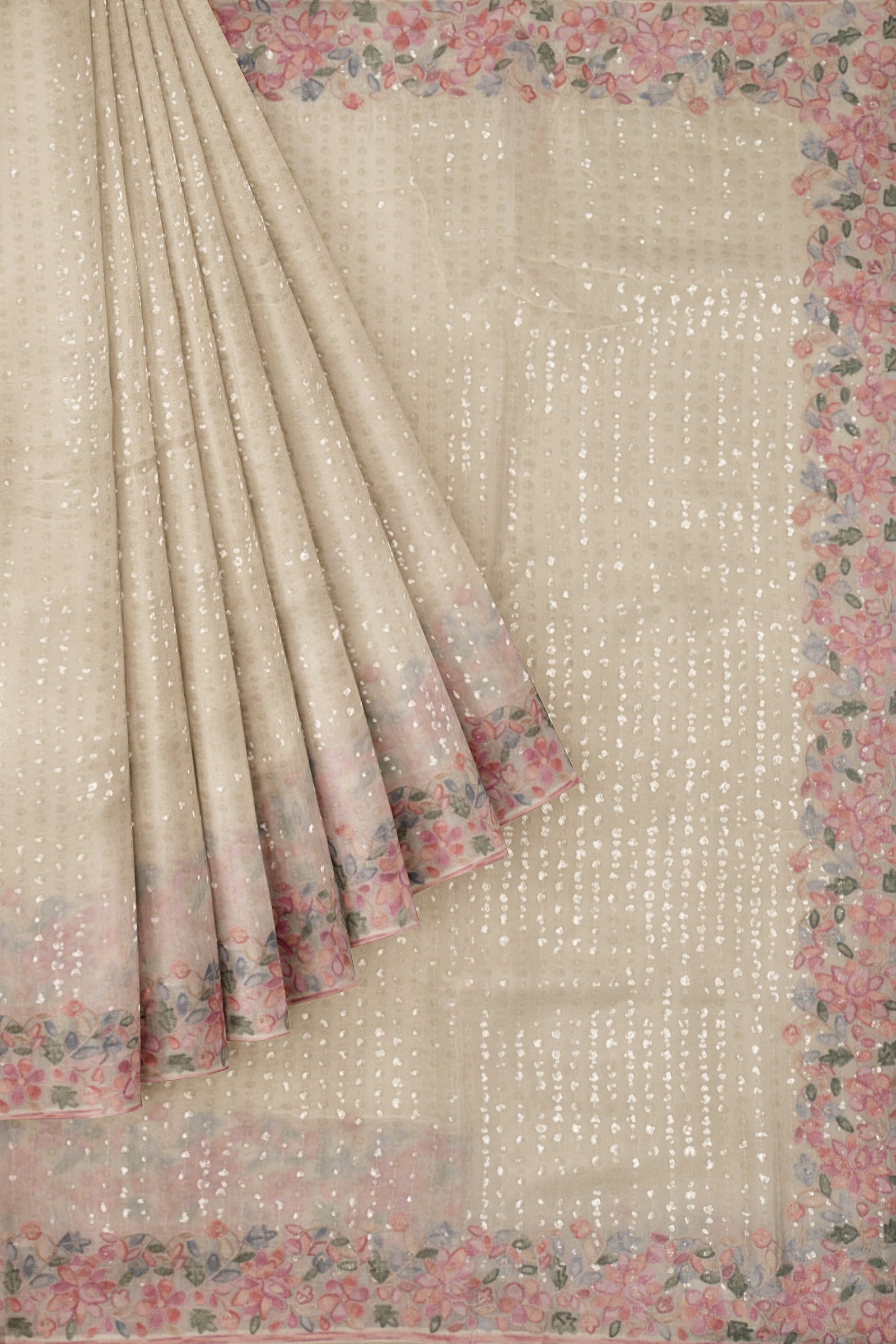White Embellished Georgette Saree F00895