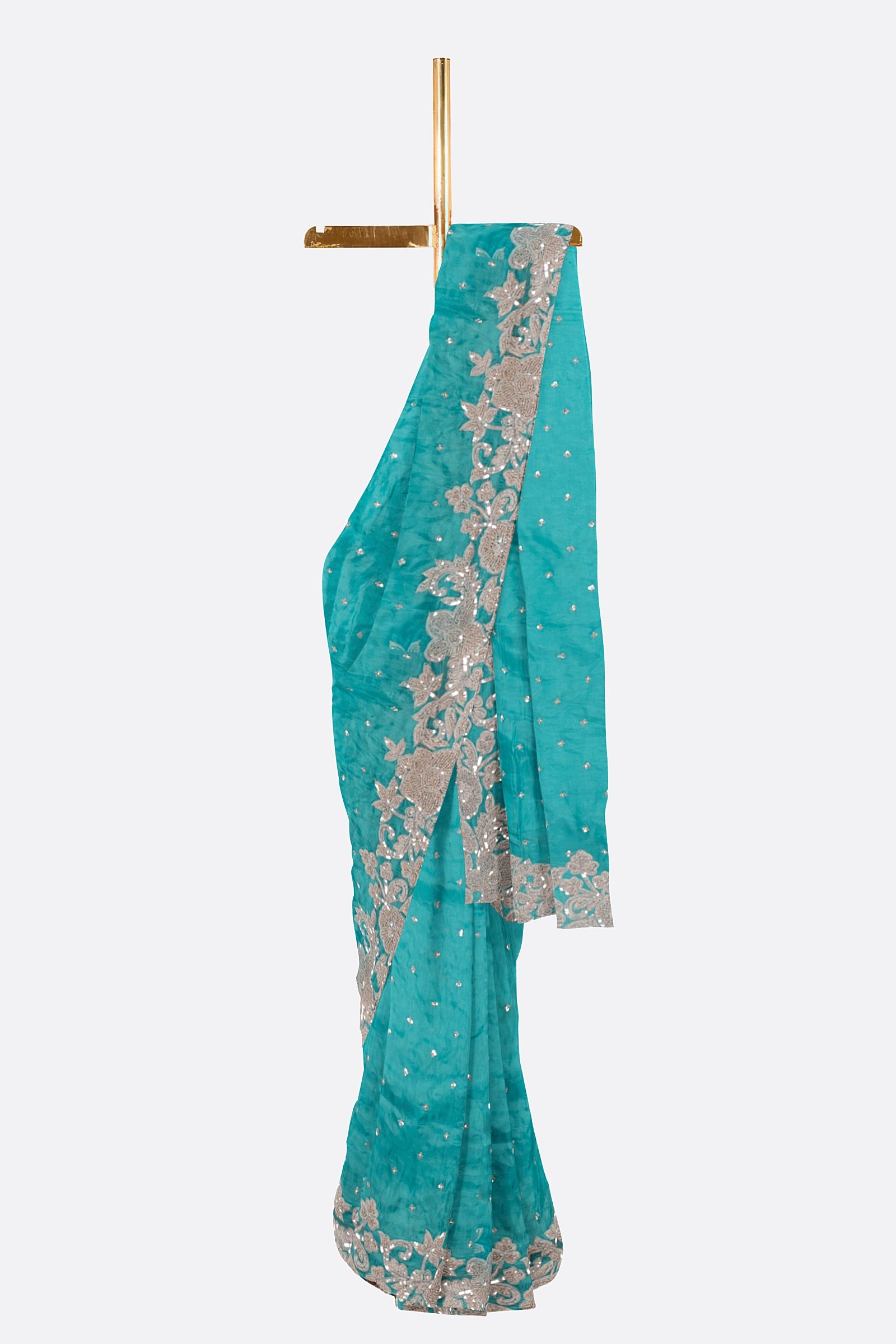 Blue Plain Georgette Saree F00898